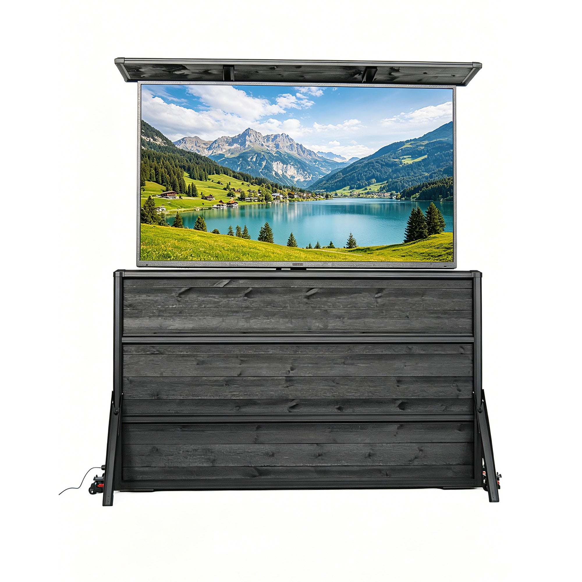 65" Charred Wood Outdoor TV Lift Cabinet