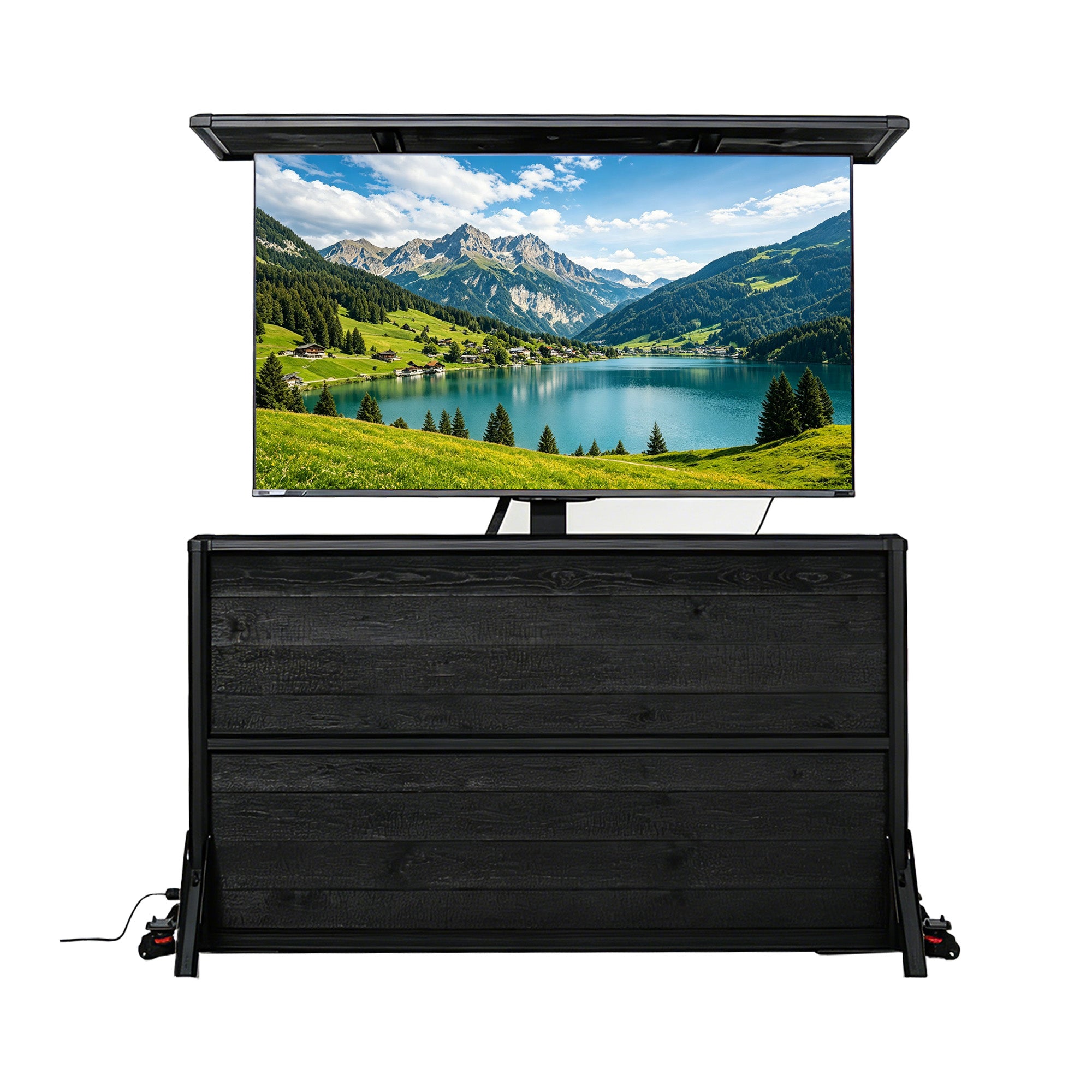 55" Charred Wood Outdoor TV Lift Cabinet