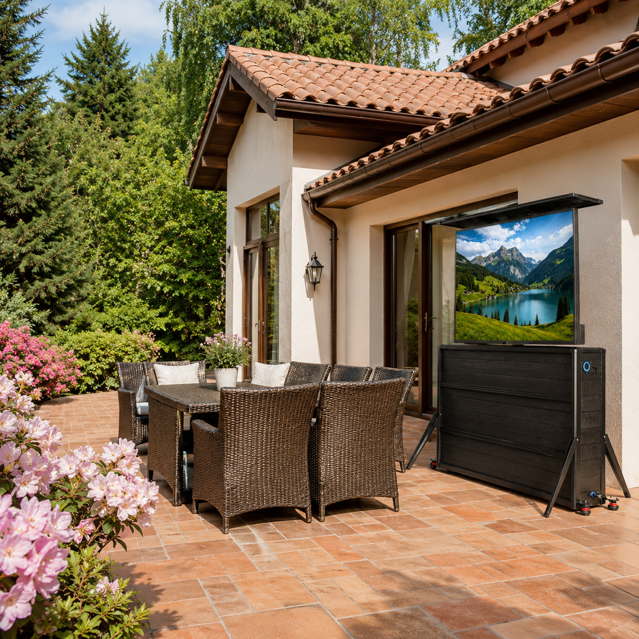65" Charred Wood Outdoor TV Lift Cabinet