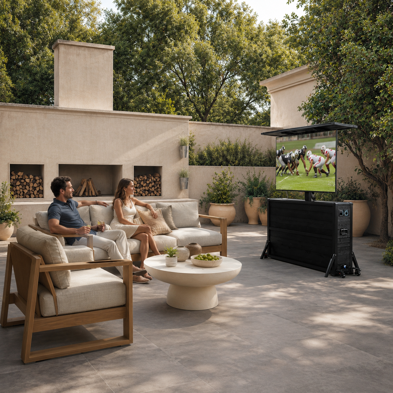 55" Charred Wood Outdoor TV Lift Cabinet