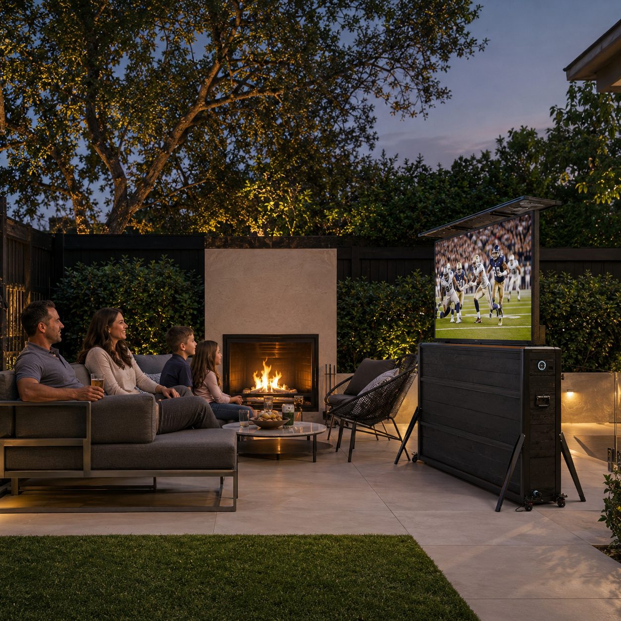 65" Charred Wood Outdoor TV Lift Cabinet