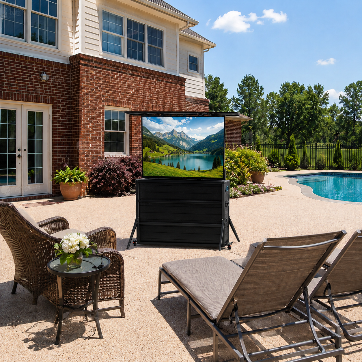65" Charred Wood Outdoor TV Lift Cabinet