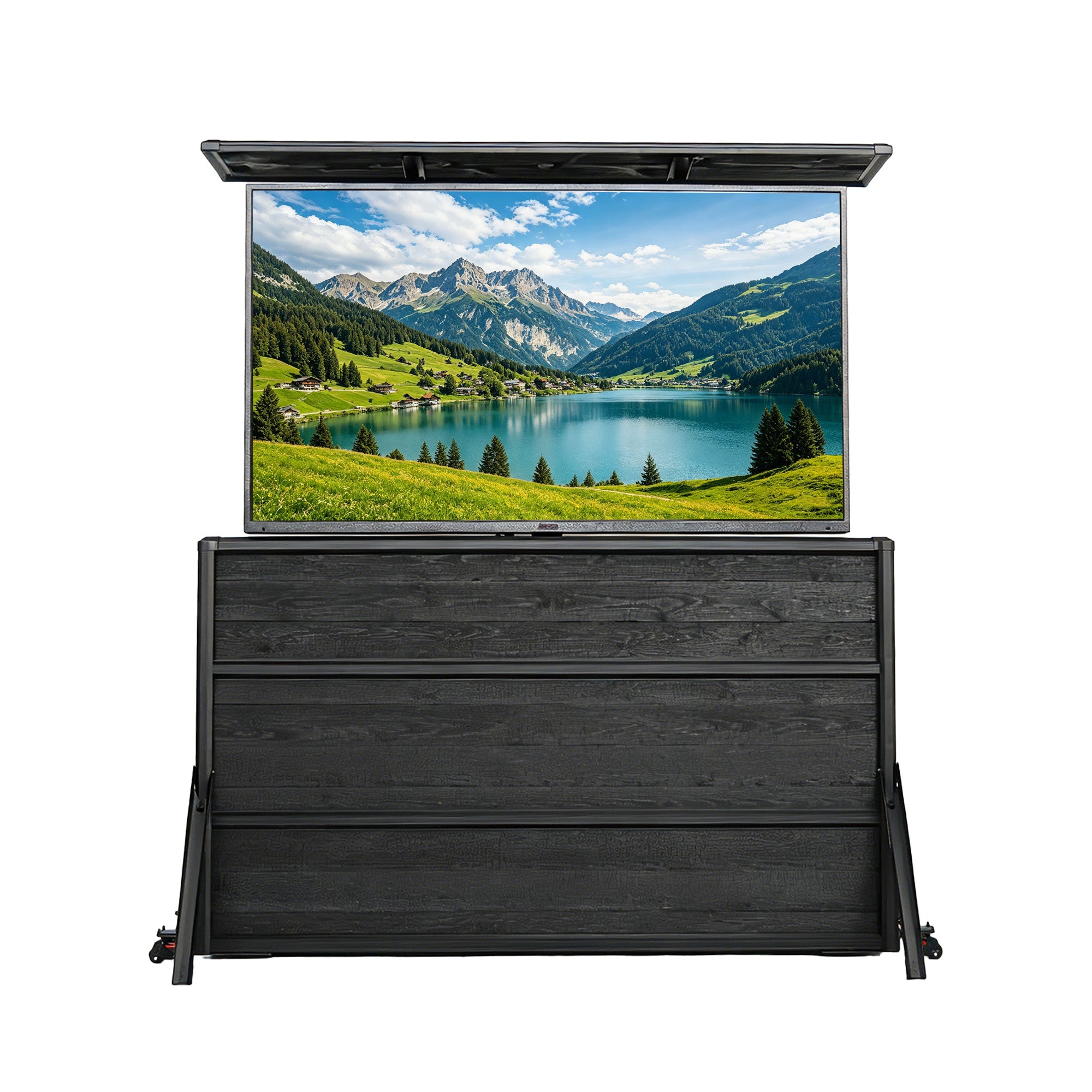 65" Charred Wood Outdoor TV Lift Cabinet