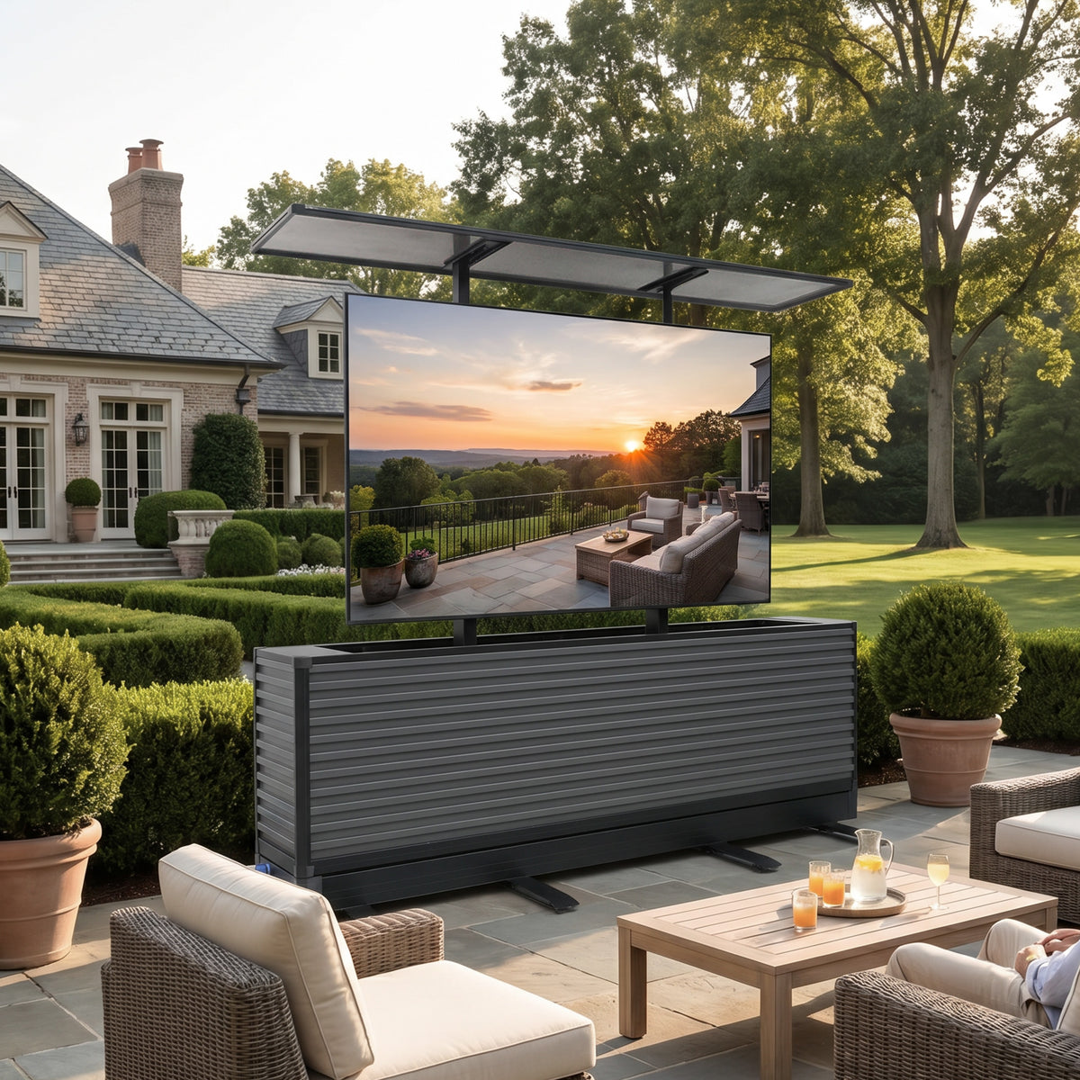 115" Dual-Motion Outdoor TV Lift Cabinet | Ultra-Large Motorized Patio TV Cabinet