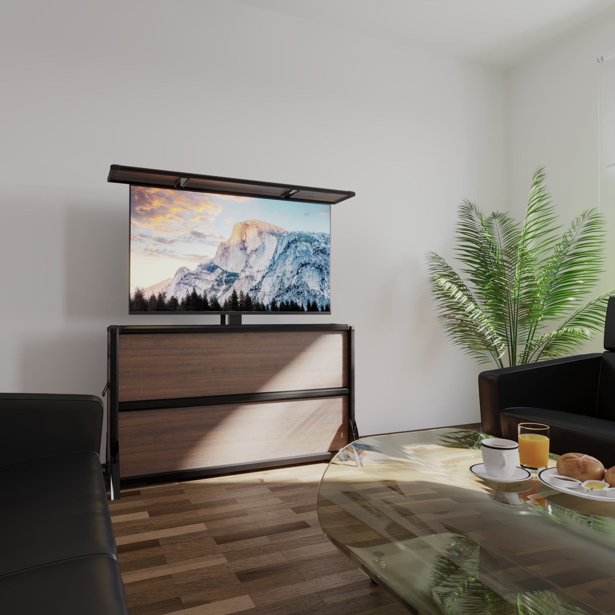 Mueble elevador de TV motorizado premium para interiores de 55 pulgadas