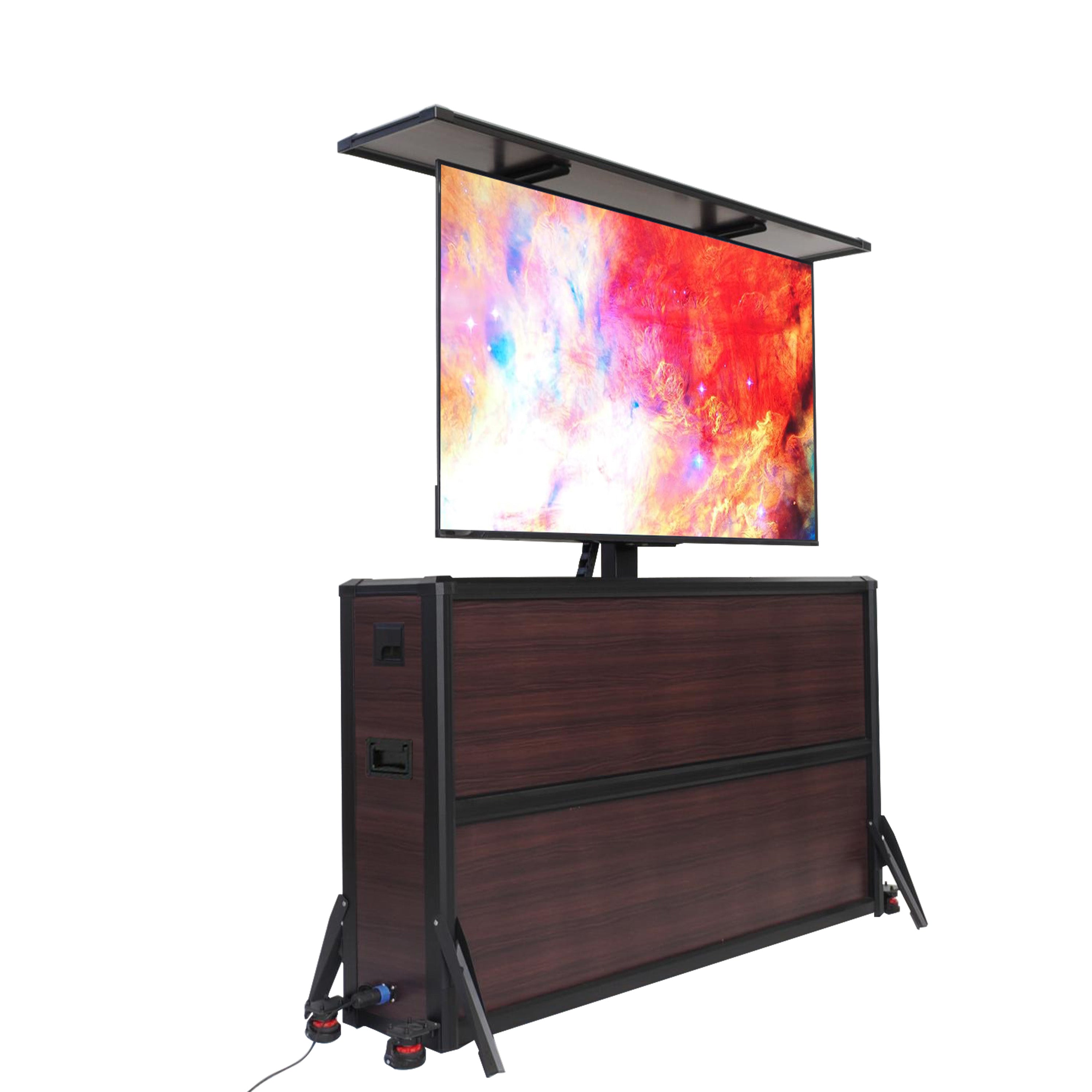 Mueble elevador de TV resistente a la intemperie para televisores de 55", interior y exterior