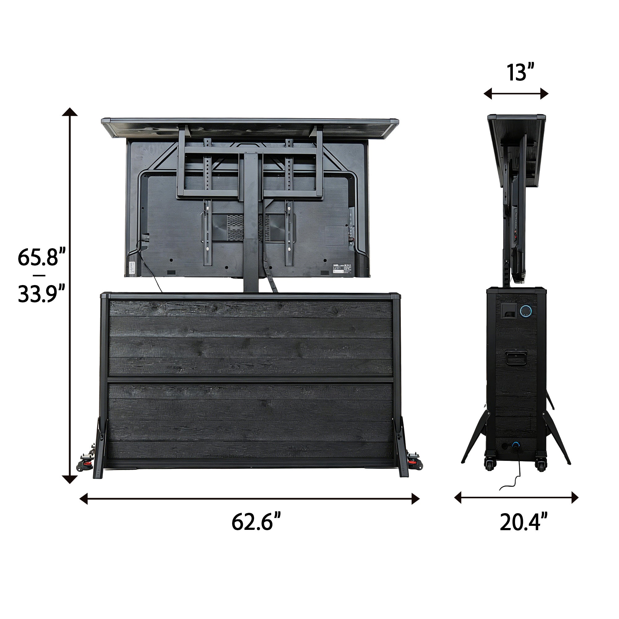 55" Charred Wood Outdoor TV Lift Cabinet