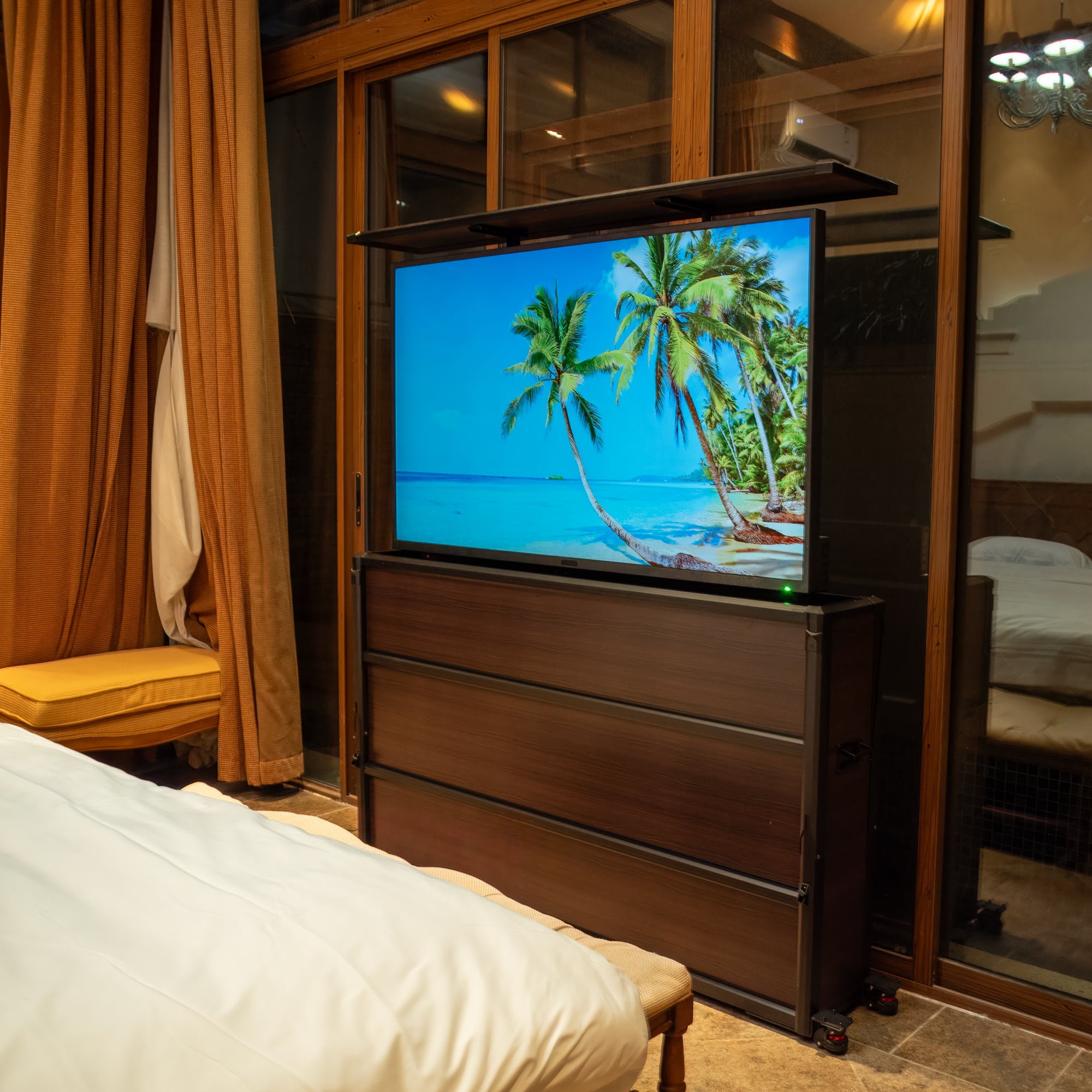 Weatherproof TV Lift Cabinet for TVs 65”, Indoor and Outdoor