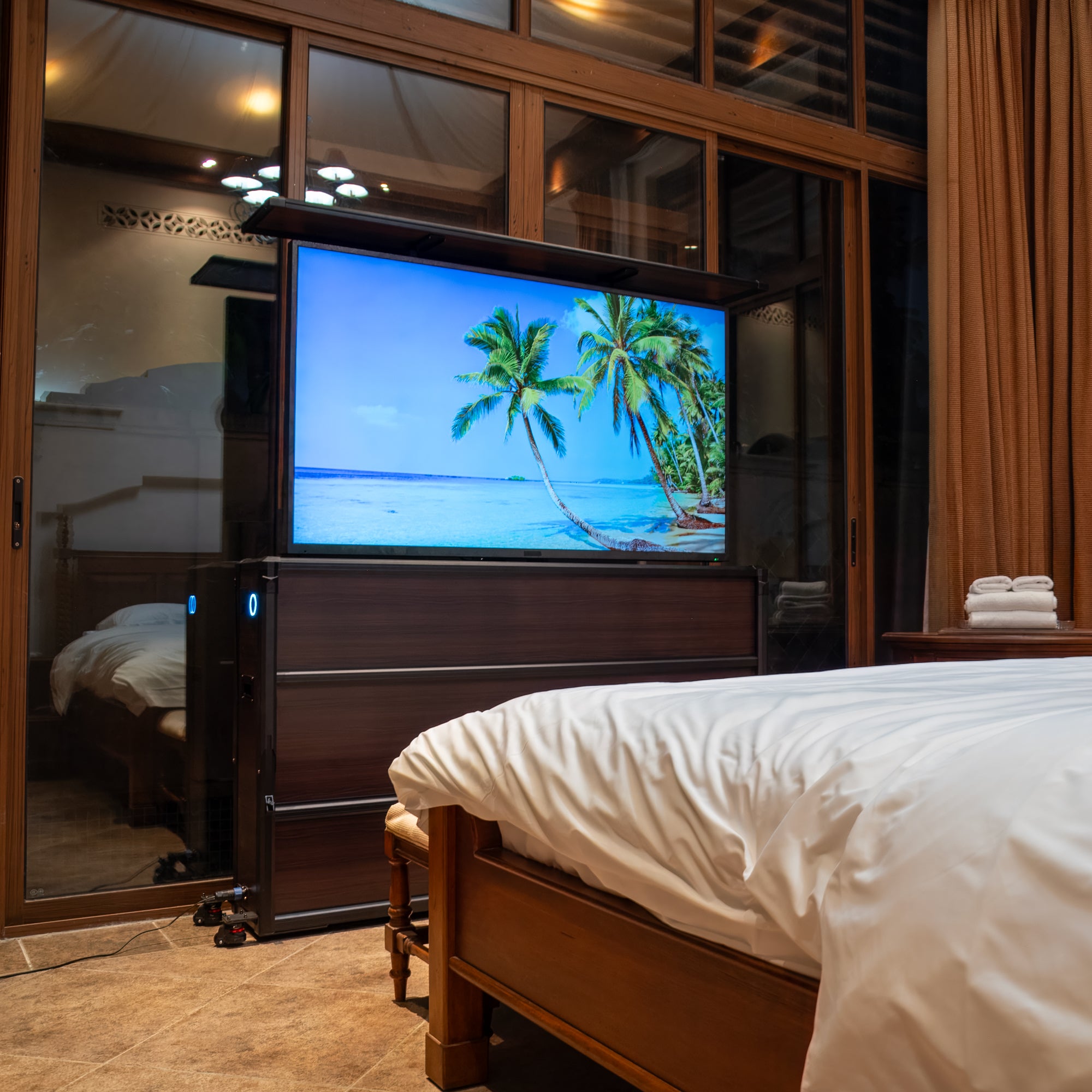 Weatherproof TV Lift Cabinet for TVs 65”, Indoor and Outdoor