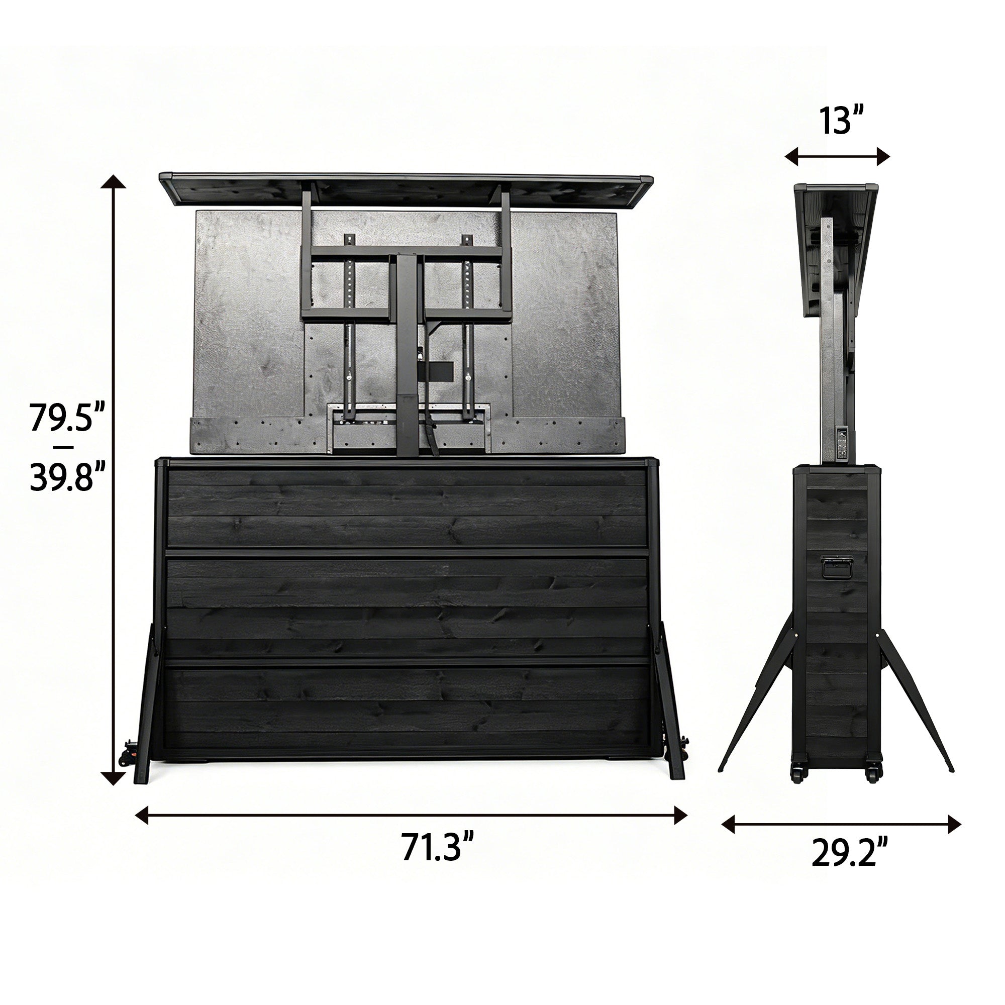 65" Charred Wood Outdoor TV Lift Cabinet