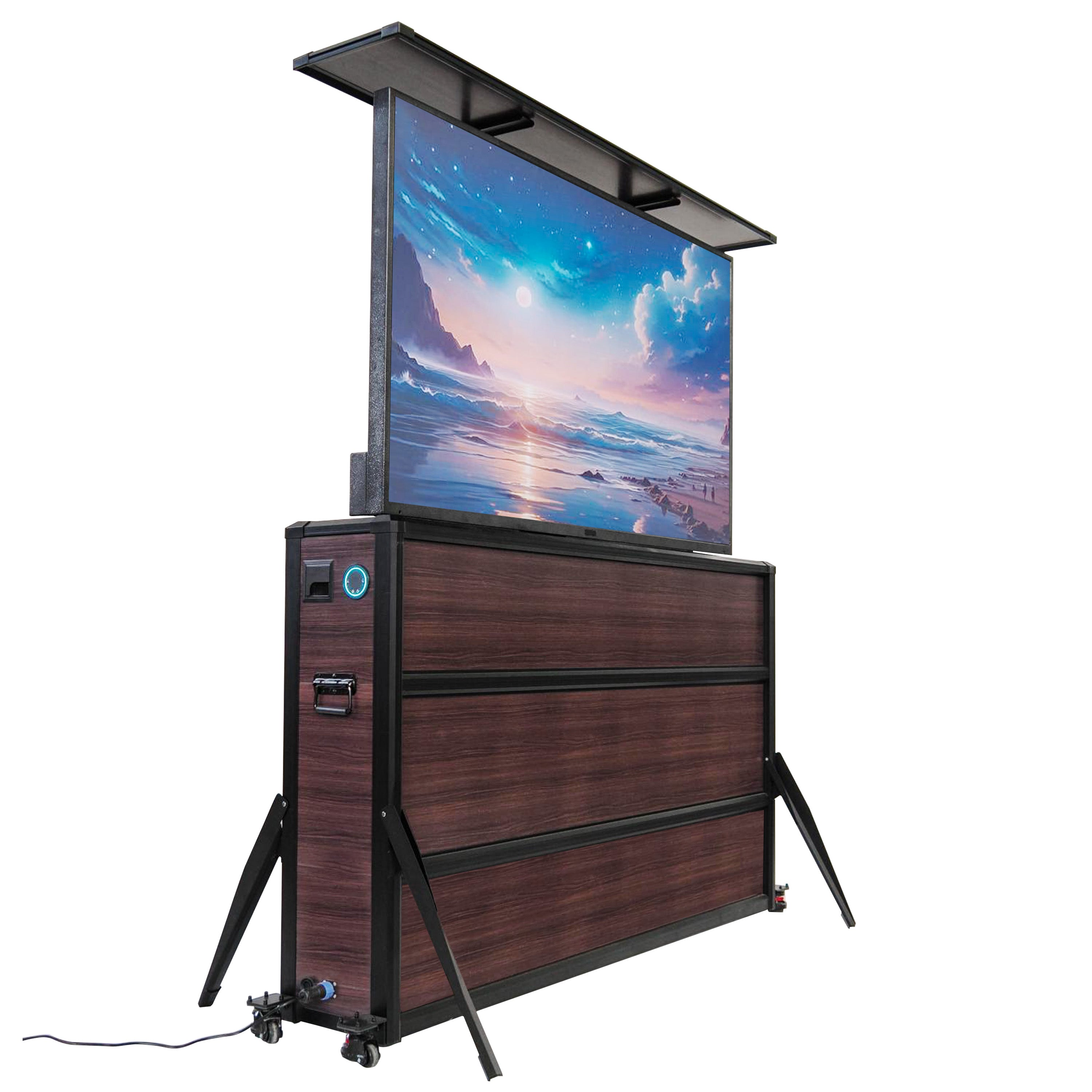 Mueble elevador de TV resistente a la intemperie para televisores de 75", interior y exterior