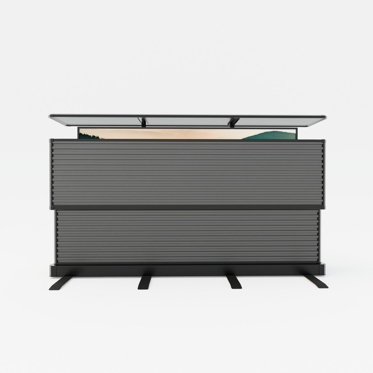 85" Dual-Motion Outdoor TV Lift Cabinet | Split-Design Motorized Patio TV Cabinet