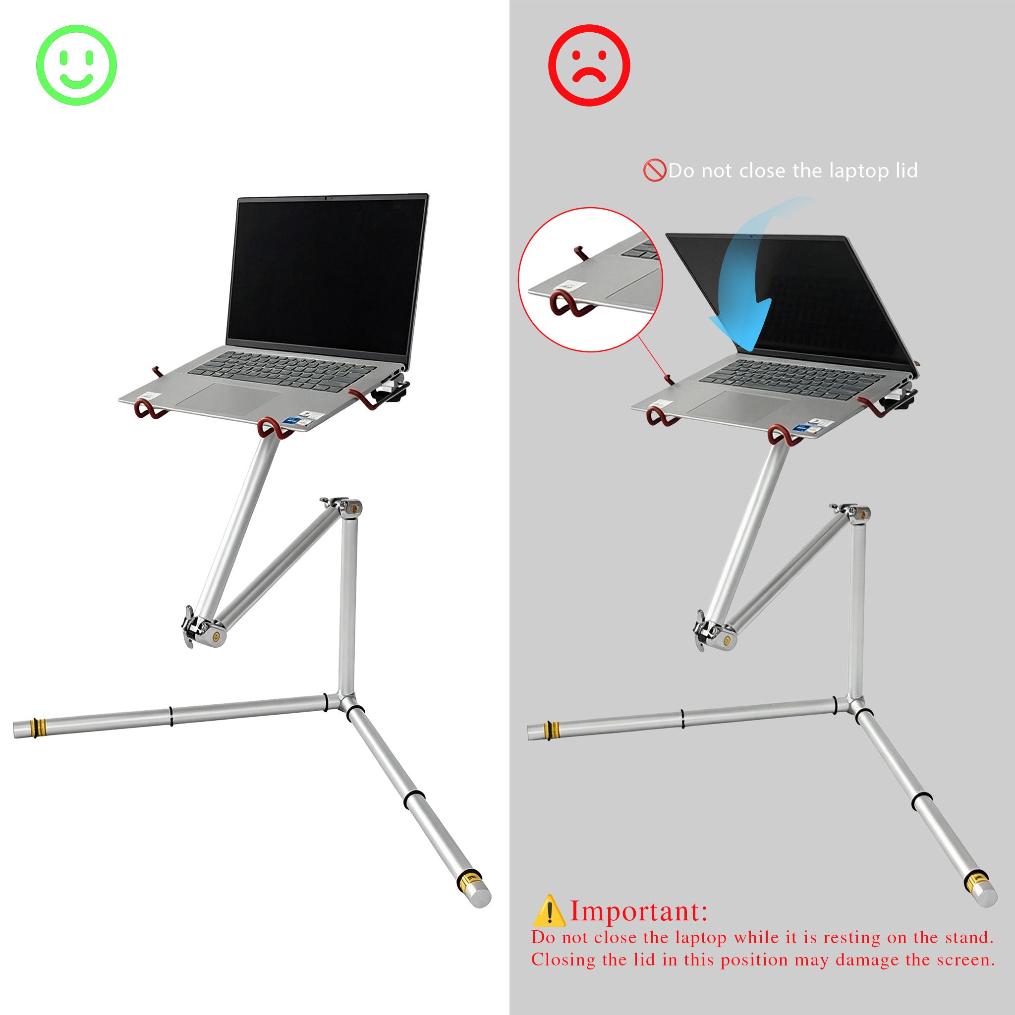 Laptop Floor Stand, Adjustable Height Tall Computer Stand