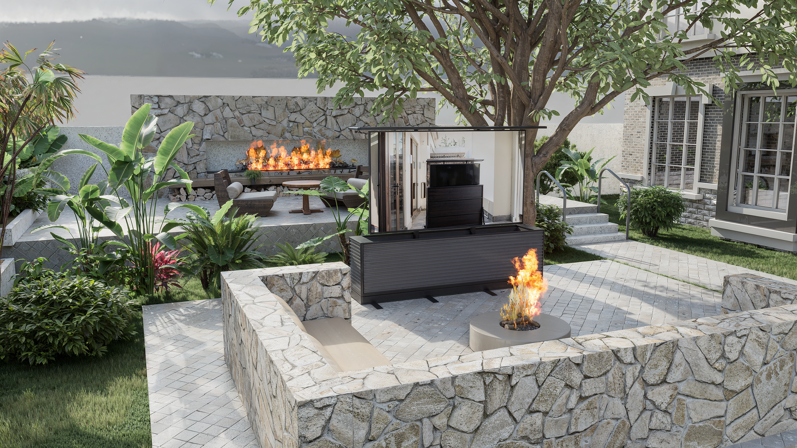 75" Split-Design Outdoor TV Lift Cabinet – Motorized Weatherproof Patio TV Cabinet (Pre-Order)