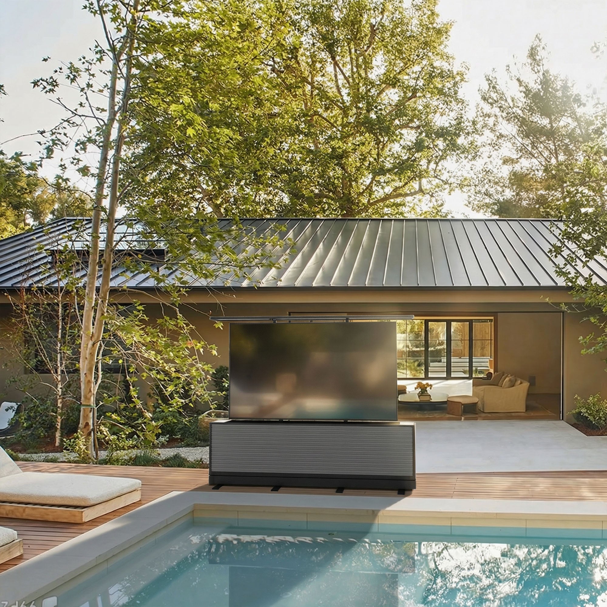 100" Split-Design Outdoor TV Lift Cabinet – Motorized Weatherproof Patio TV Cabinet (Pre-Order)