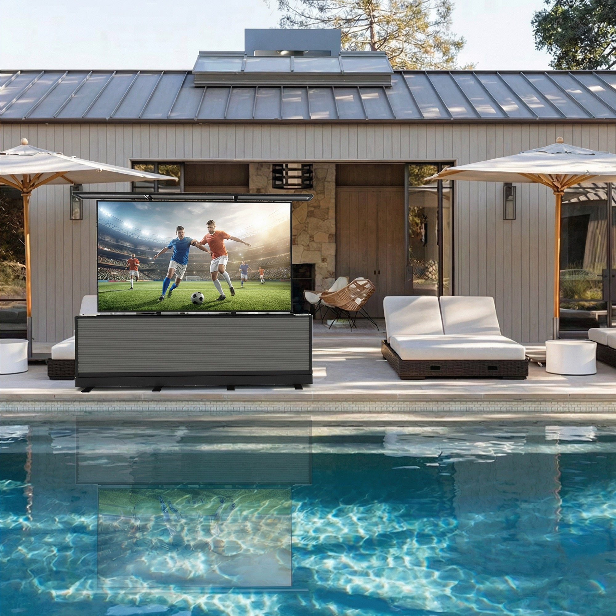 85" Split-Design Outdoor TV Lift Cabinet – Motorized Weatherproof Patio TV Cabinet (Pre-Order)