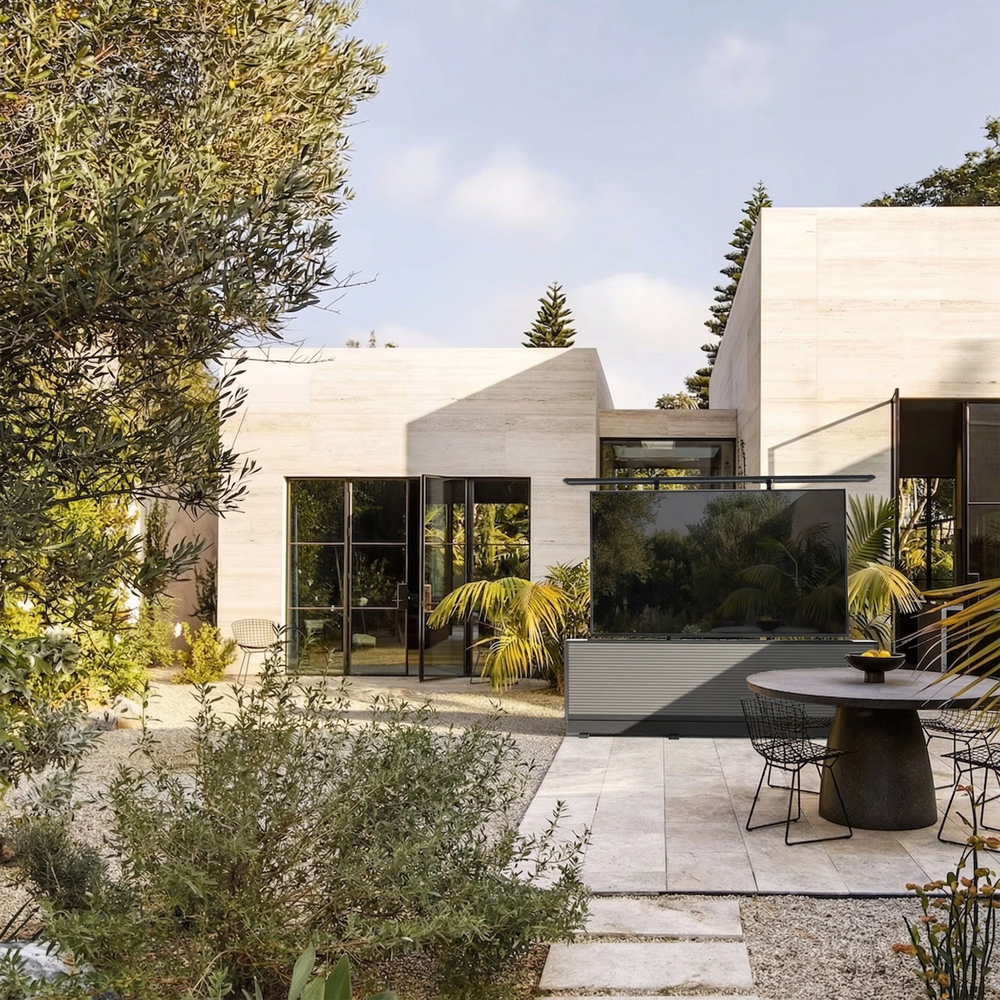 85" Split-Design Outdoor TV Lift Cabinet – Motorized Weatherproof Patio TV Cabinet (Pre-Order)