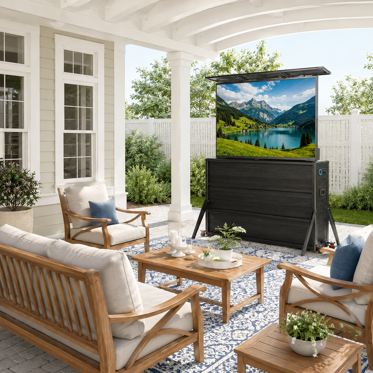 65" Charred Wood Outdoor TV Lift Cabinet