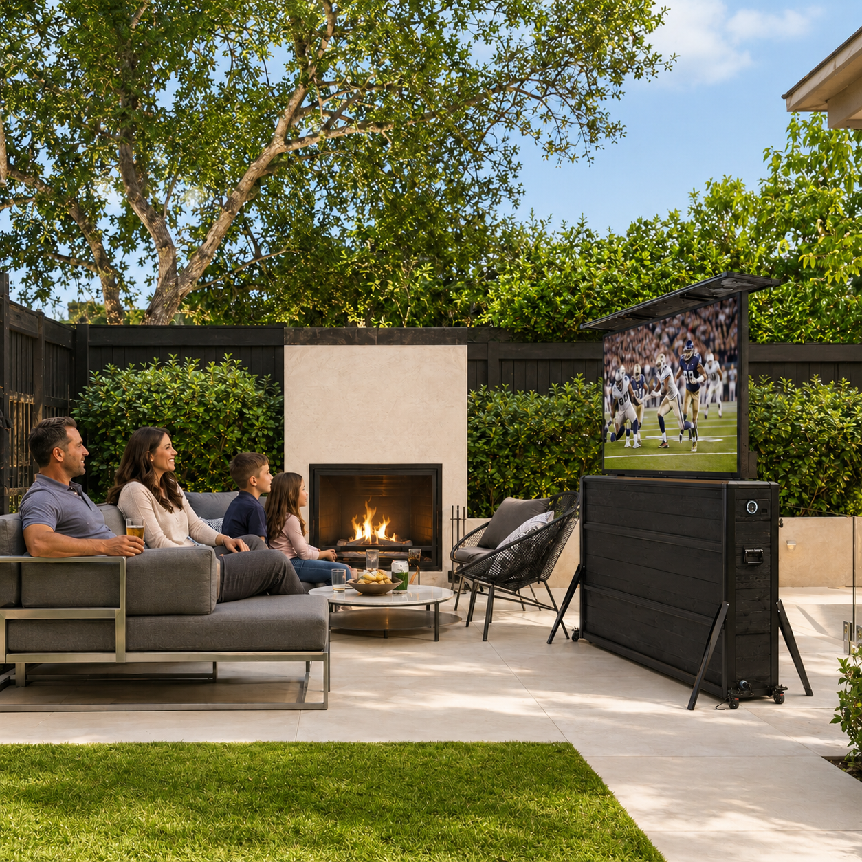 65" Charred Wood Outdoor TV Lift Cabinet