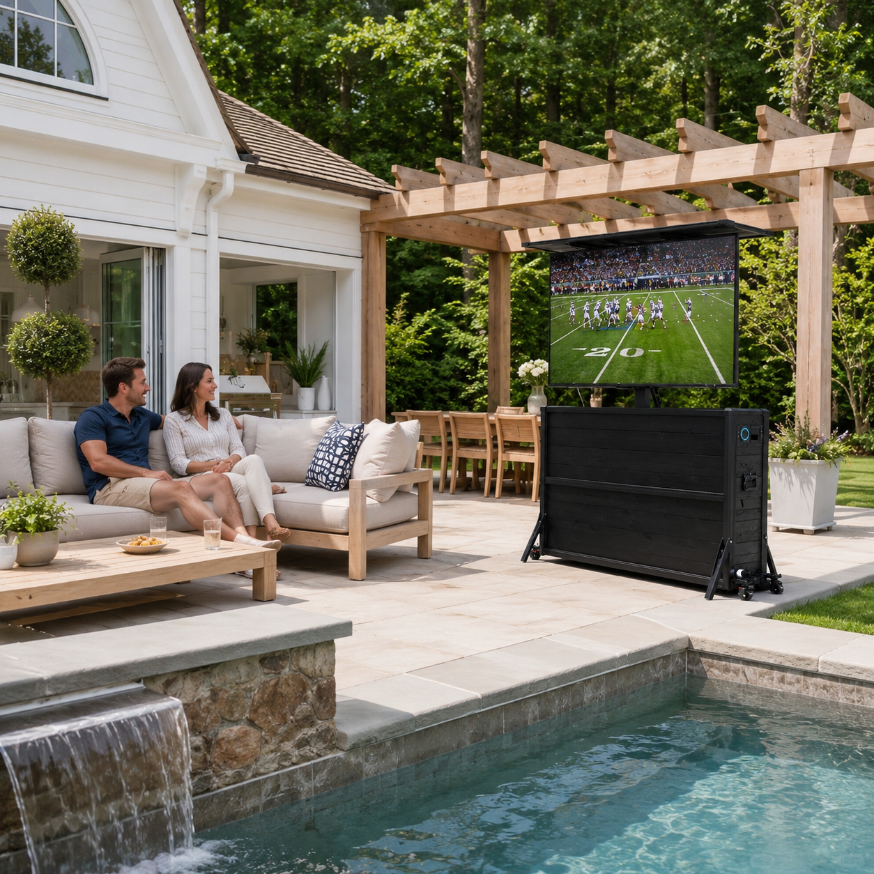 55" Charred Wood Outdoor TV Lift Cabinet