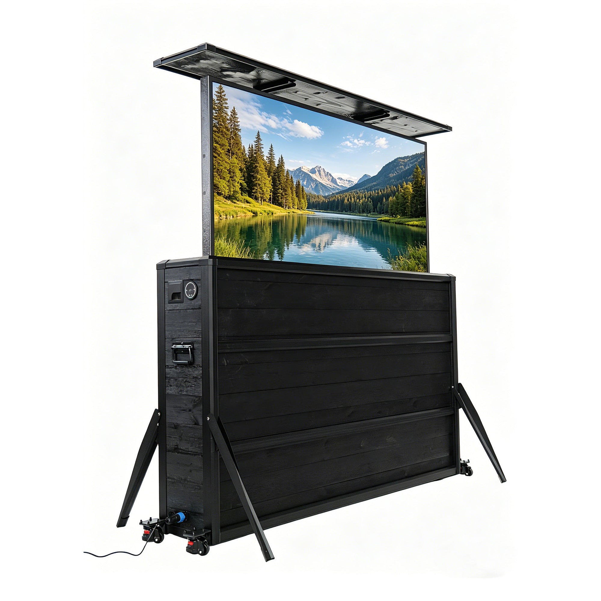 65" Charred Wood Outdoor TV Lift Cabinet