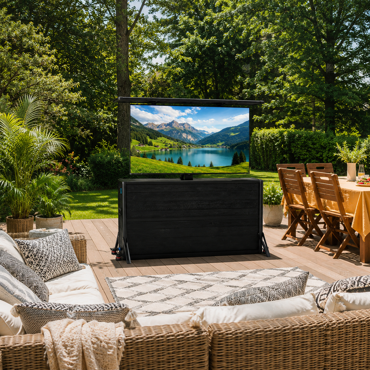 55" Charred Wood Outdoor TV Lift Cabinet