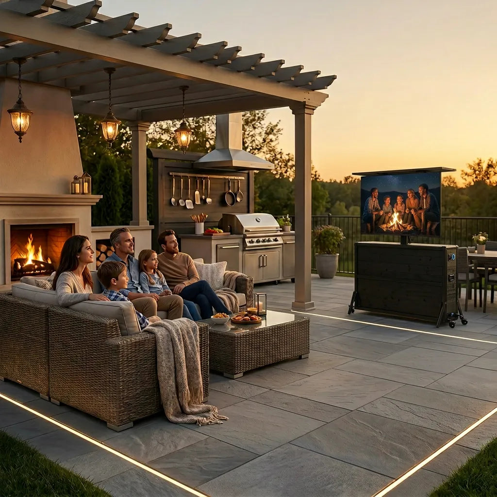 55" Charred Wood Outdoor TV Lift Cabinet