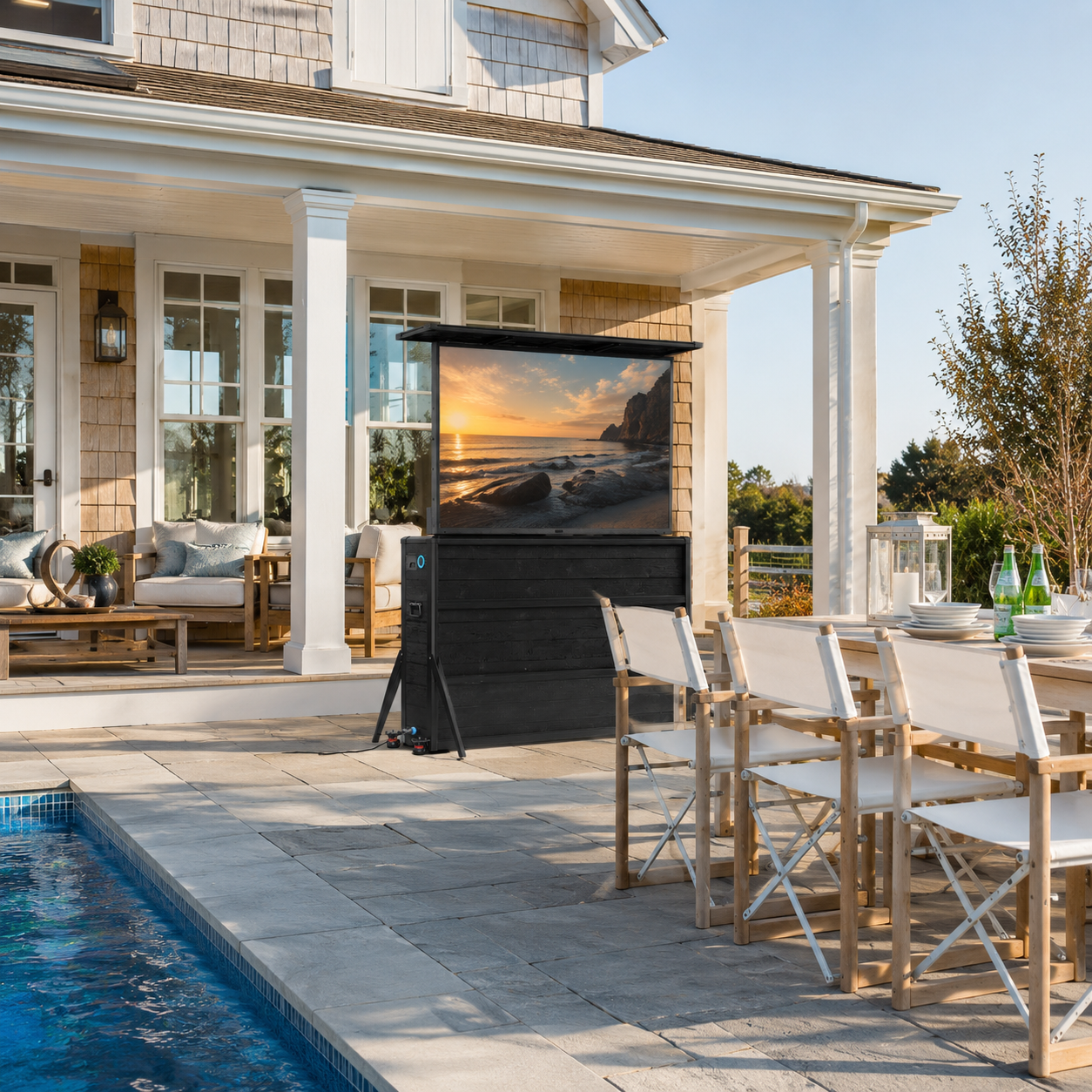 65" Charred Wood Outdoor TV Lift Cabinet