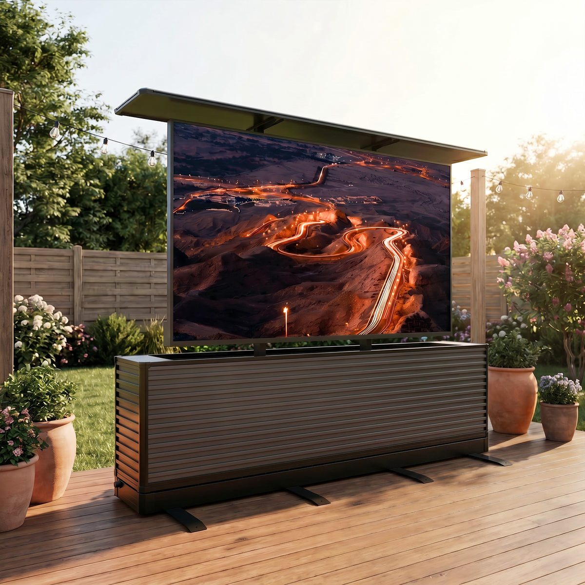 115" Dual-Motion Outdoor TV Lift Cabinet | Ultra-Large Motorized Patio TV Cabinet