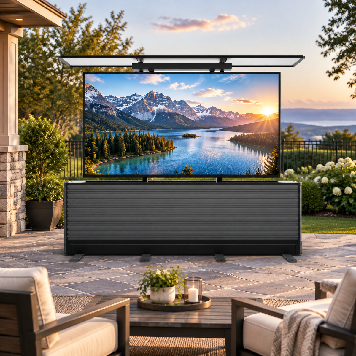Soundbar Mount for IntelliCube Dual-Motion Outdoor TV Lift Cabinet – Confirm Compatibility Before Ordering