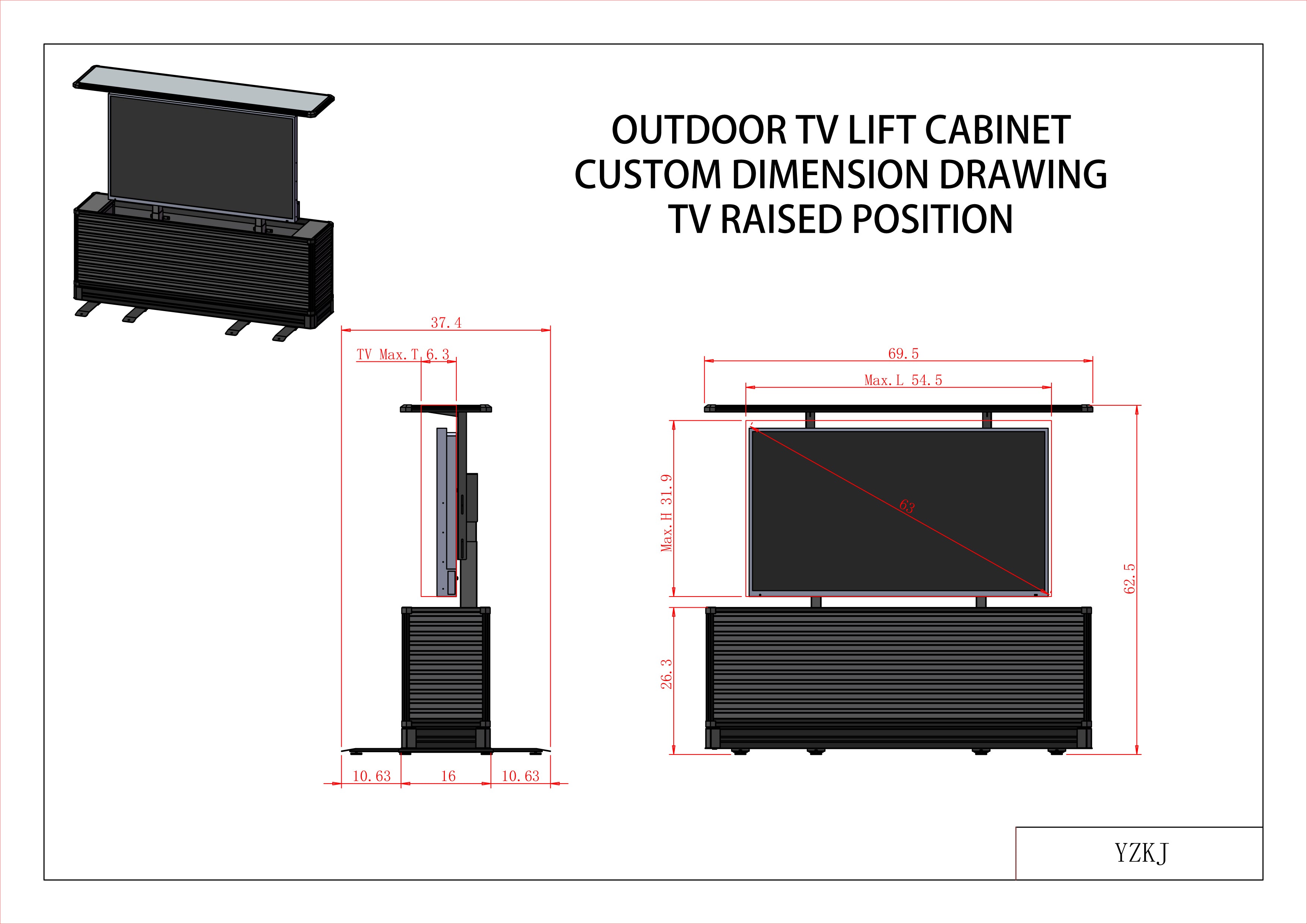 Custom Outdoor TV Lift Cabinet（60" Split-Design Outdoor TV Lift Cabinet）