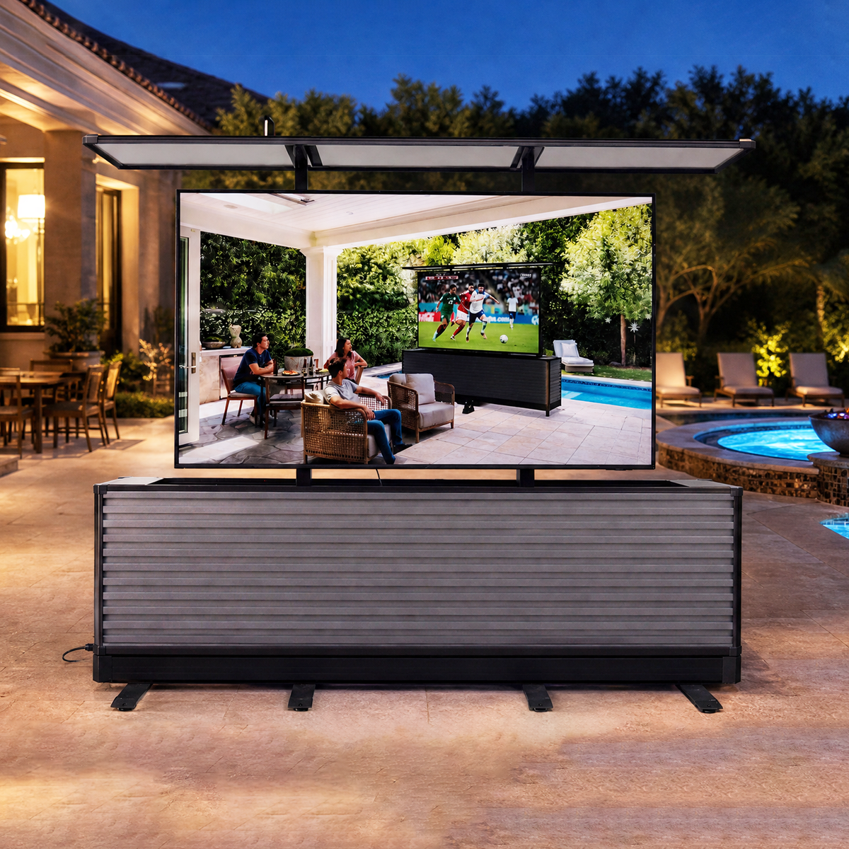 85" Dual-Motion Outdoor TV Lift Cabinet | Split-Design Motorized Patio TV Cabinet