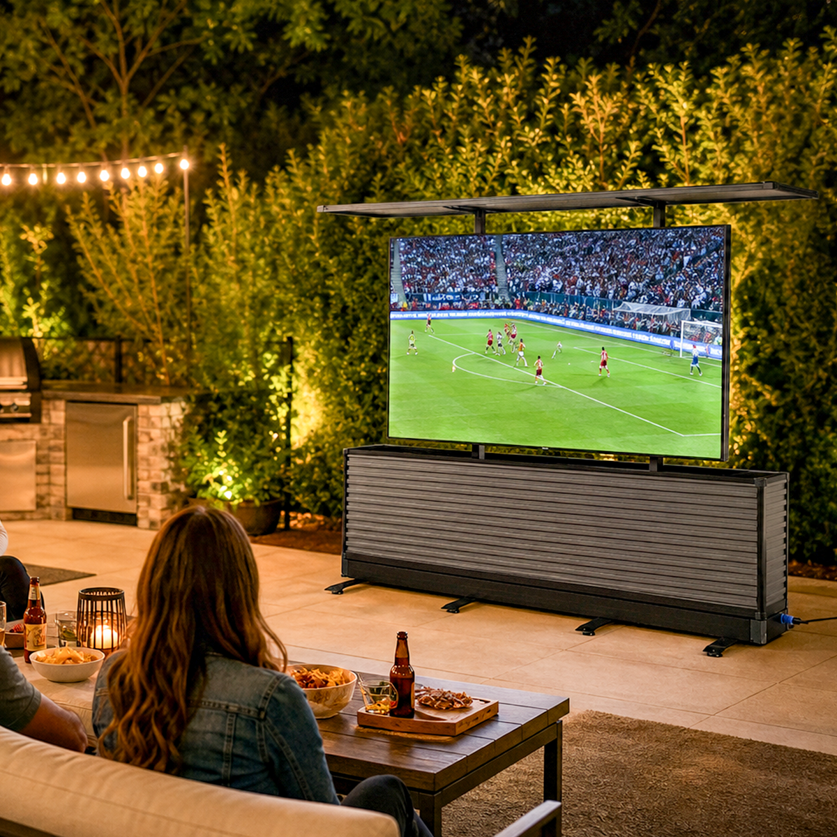 85" Dual-Motion Outdoor TV Lift Cabinet | Split-Design Motorized Patio TV Cabinet