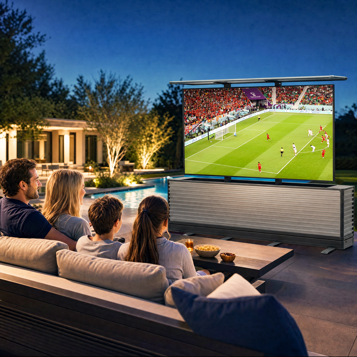 115" Dual-Motion Outdoor TV Lift Cabinet | Ultra-Large Motorized Patio TV Cabinet