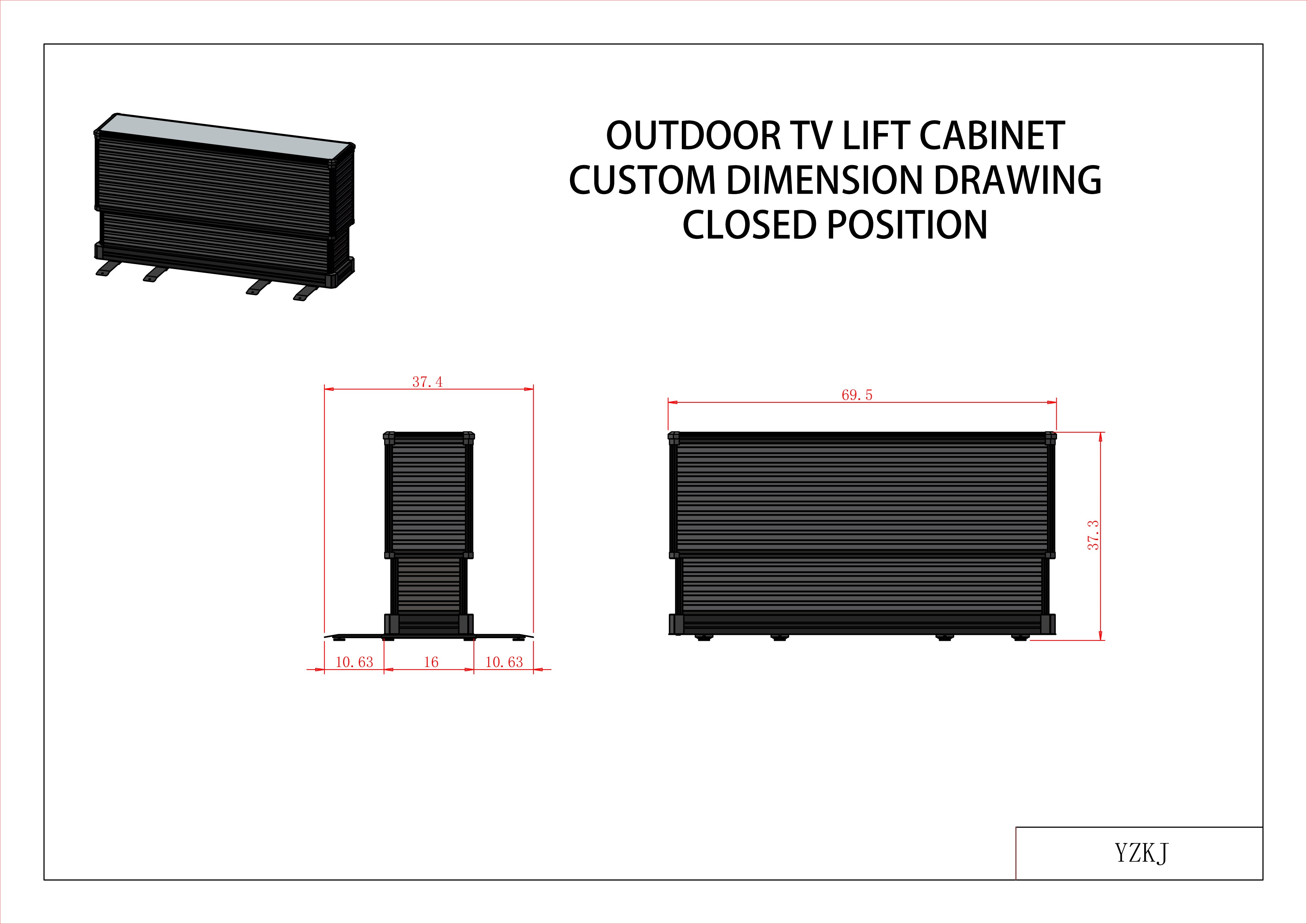 Custom Outdoor TV Lift Cabinet（60" Split-Design Outdoor TV Lift Cabinet）