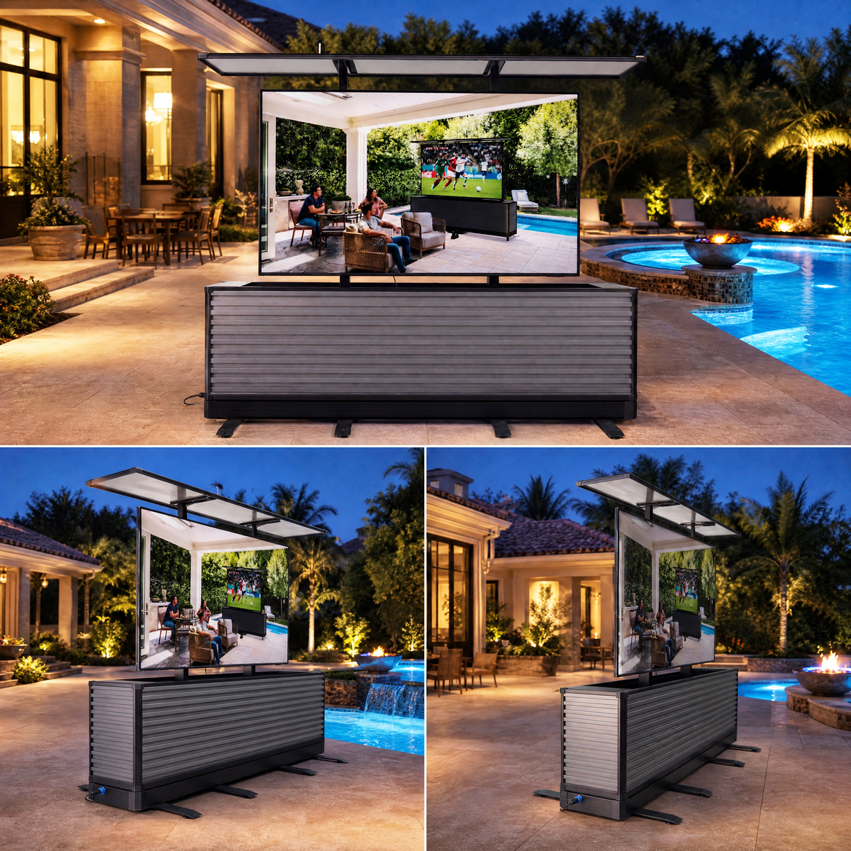 85" Dual-Motion Outdoor TV Lift Cabinet | Split-Design Motorized Patio TV Cabinet