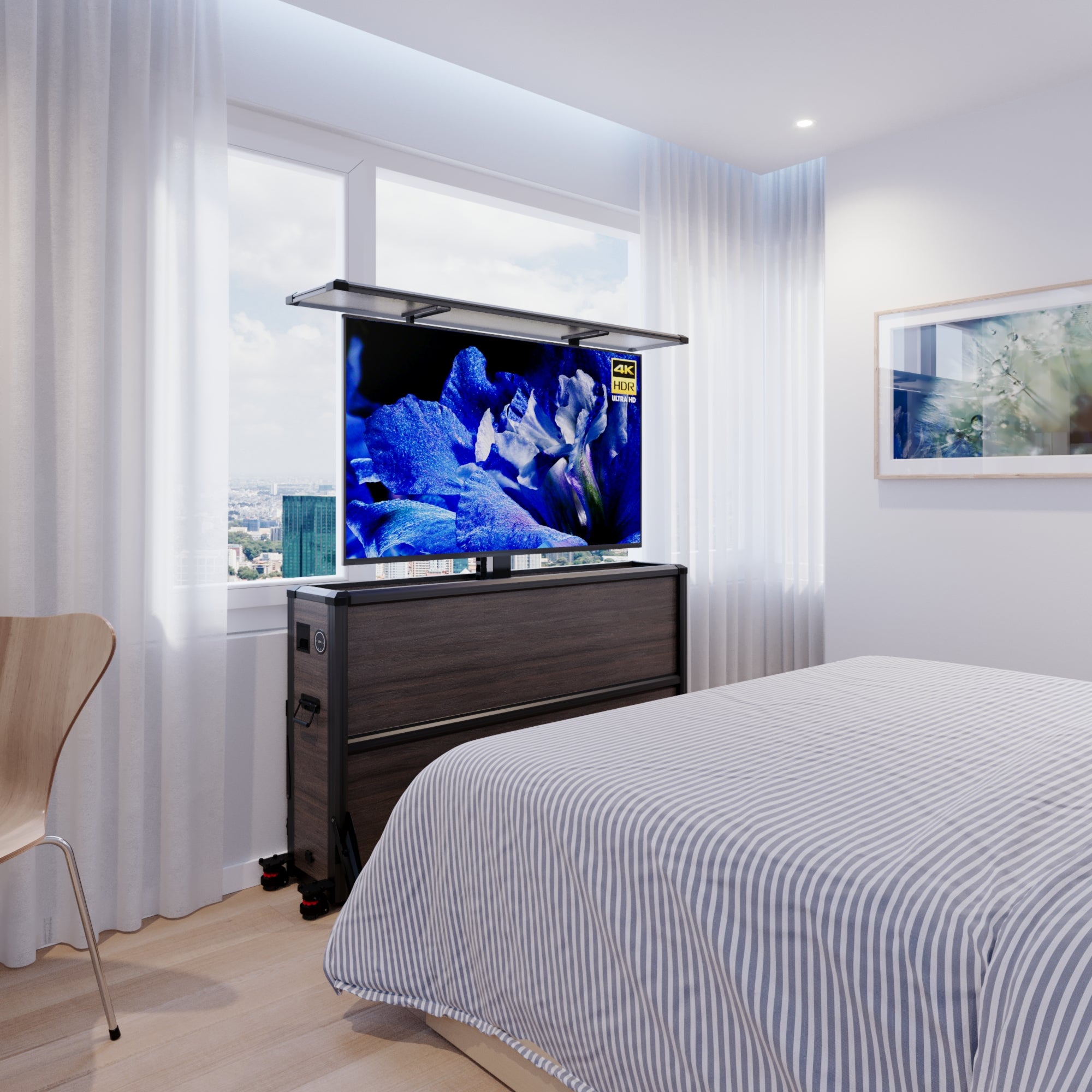 Mueble elevador de TV motorizado premium para interiores de 55 pulgadas 