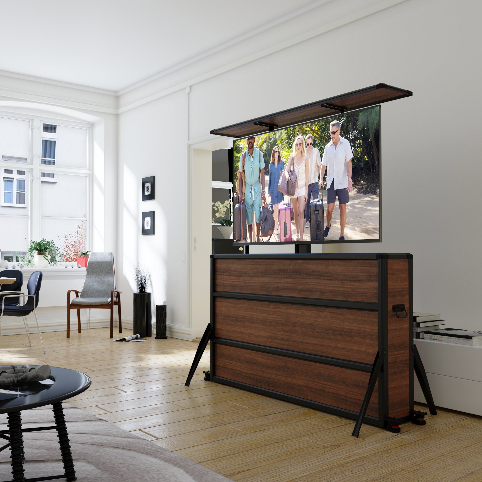 Mueble elevador de TV motorizado premium para interiores de 65 pulgadas 