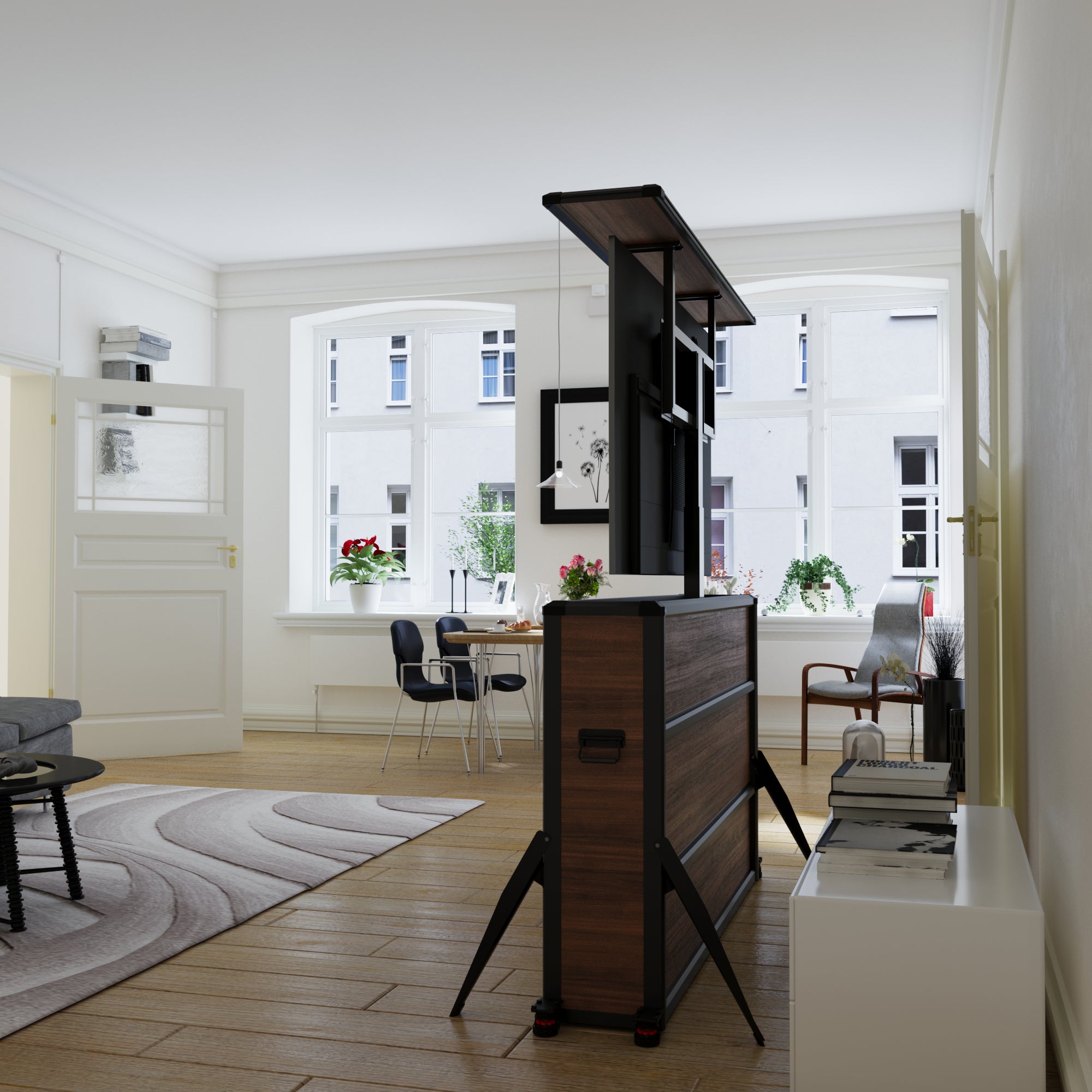 Mueble elevador de TV motorizado premium para interiores de 65 pulgadas 