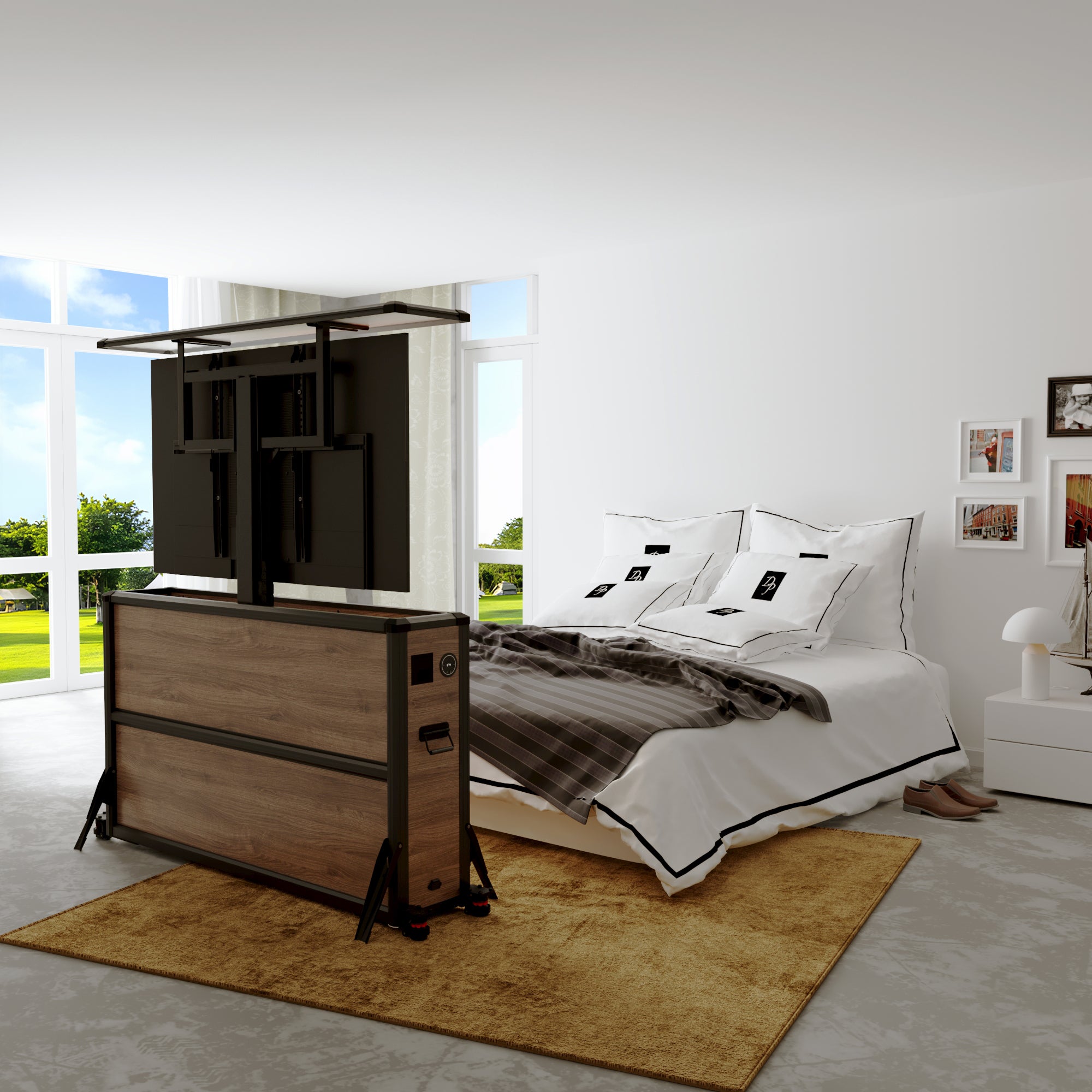 Mueble elevador de TV motorizado premium para interiores de 55 pulgadas 