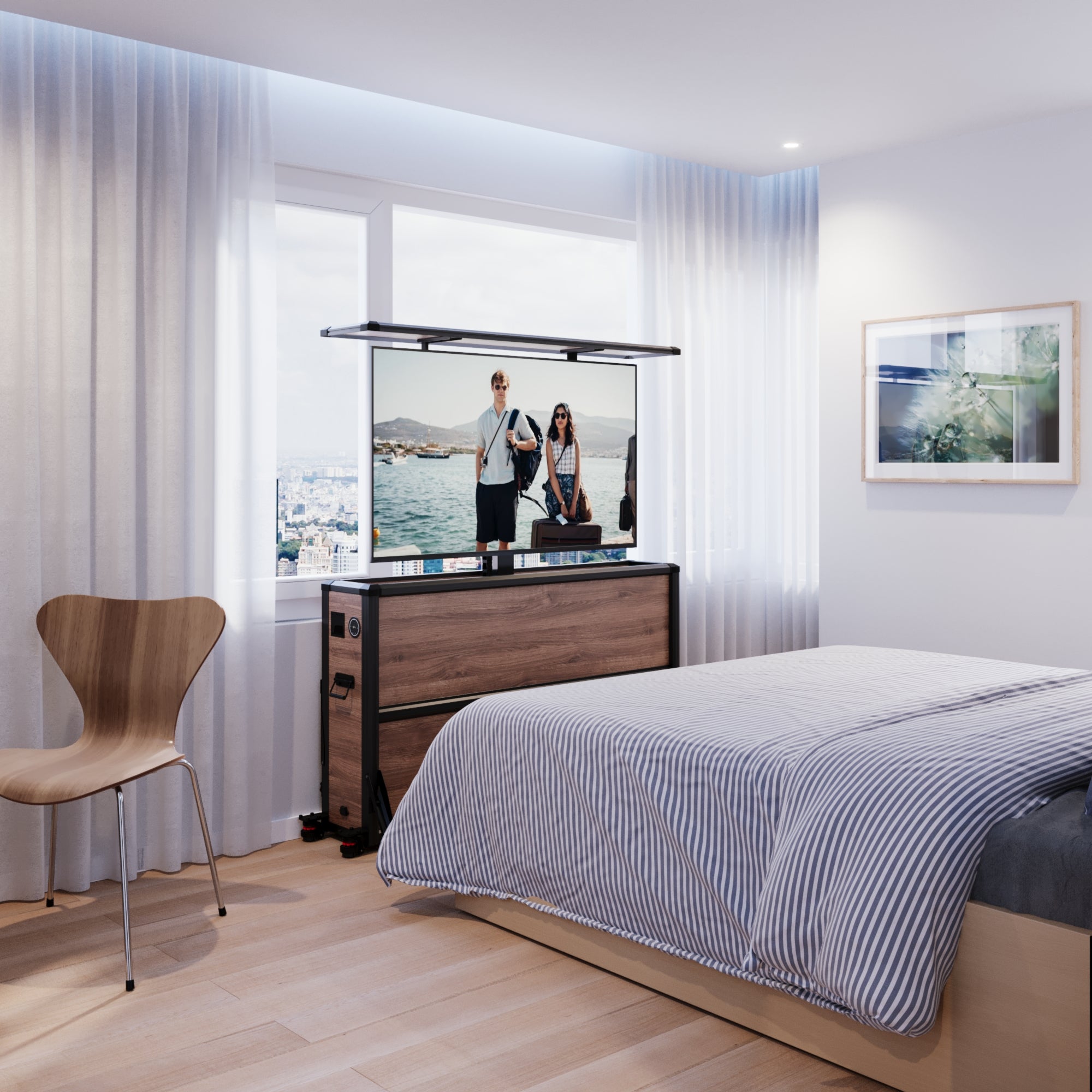 Mueble elevador de TV motorizado premium para interiores de 55 pulgadas 