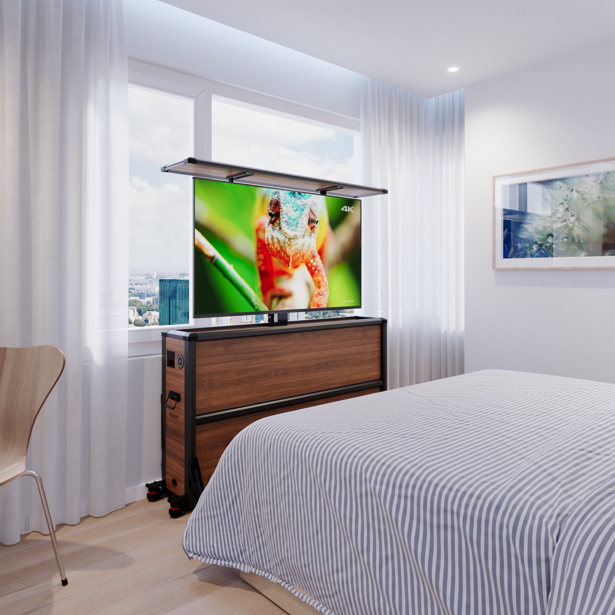 Mueble elevador de TV motorizado premium para interiores de 55 pulgadas 