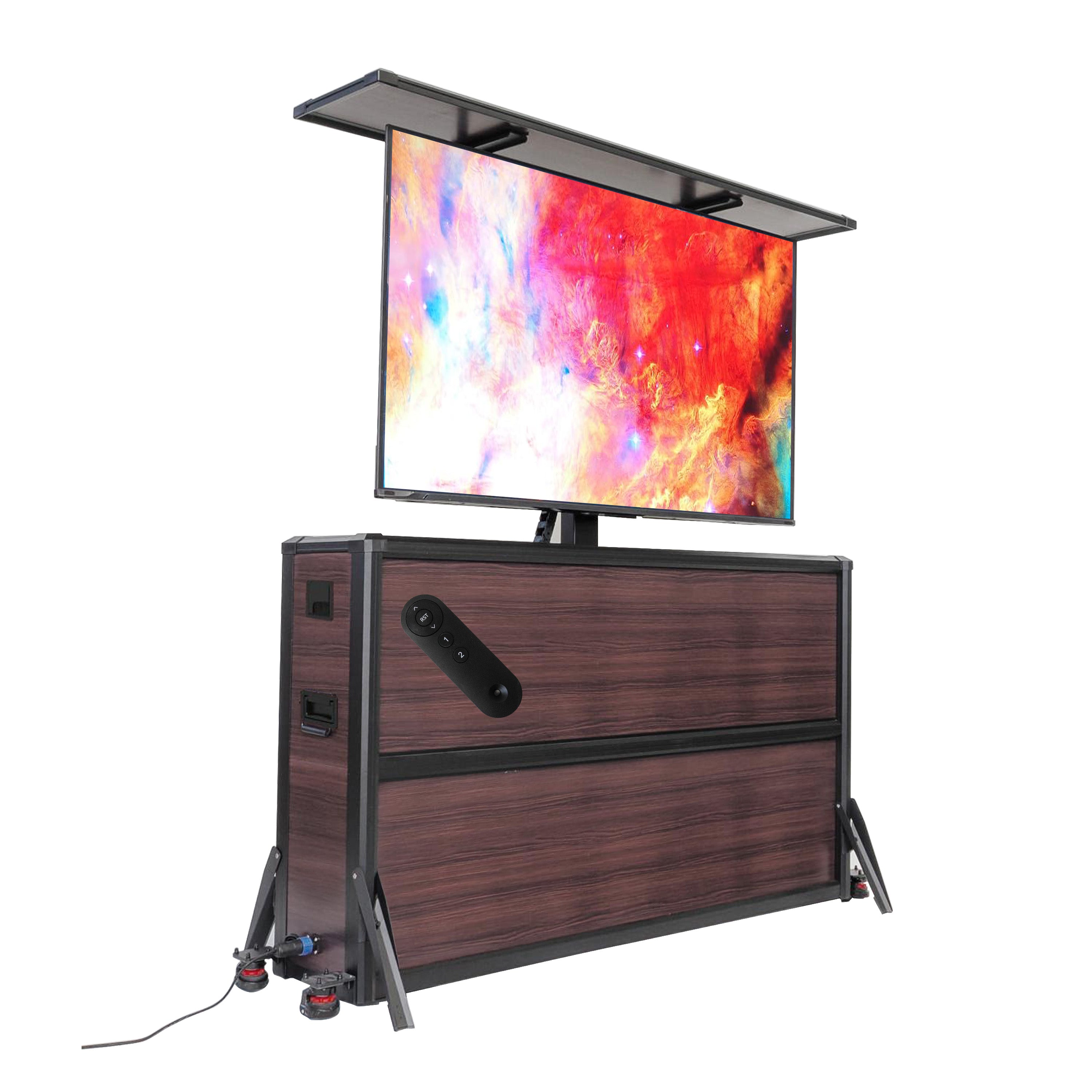 Mueble elevador de TV resistente a la intemperie para televisores de 55", interior y exterior 