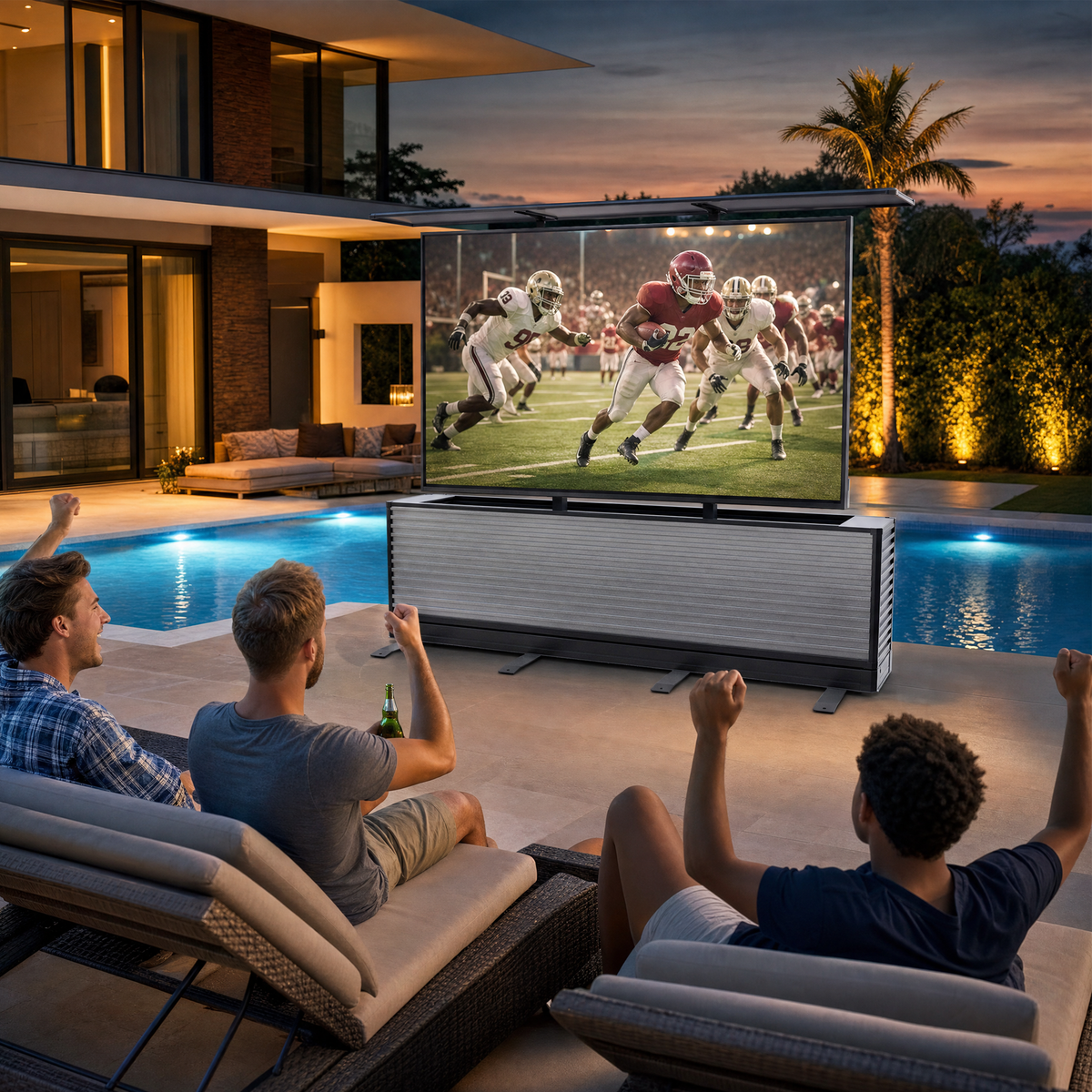 85" Dual-Motion Outdoor TV Lift Cabinet | Split-Design Motorized Patio TV Cabinet