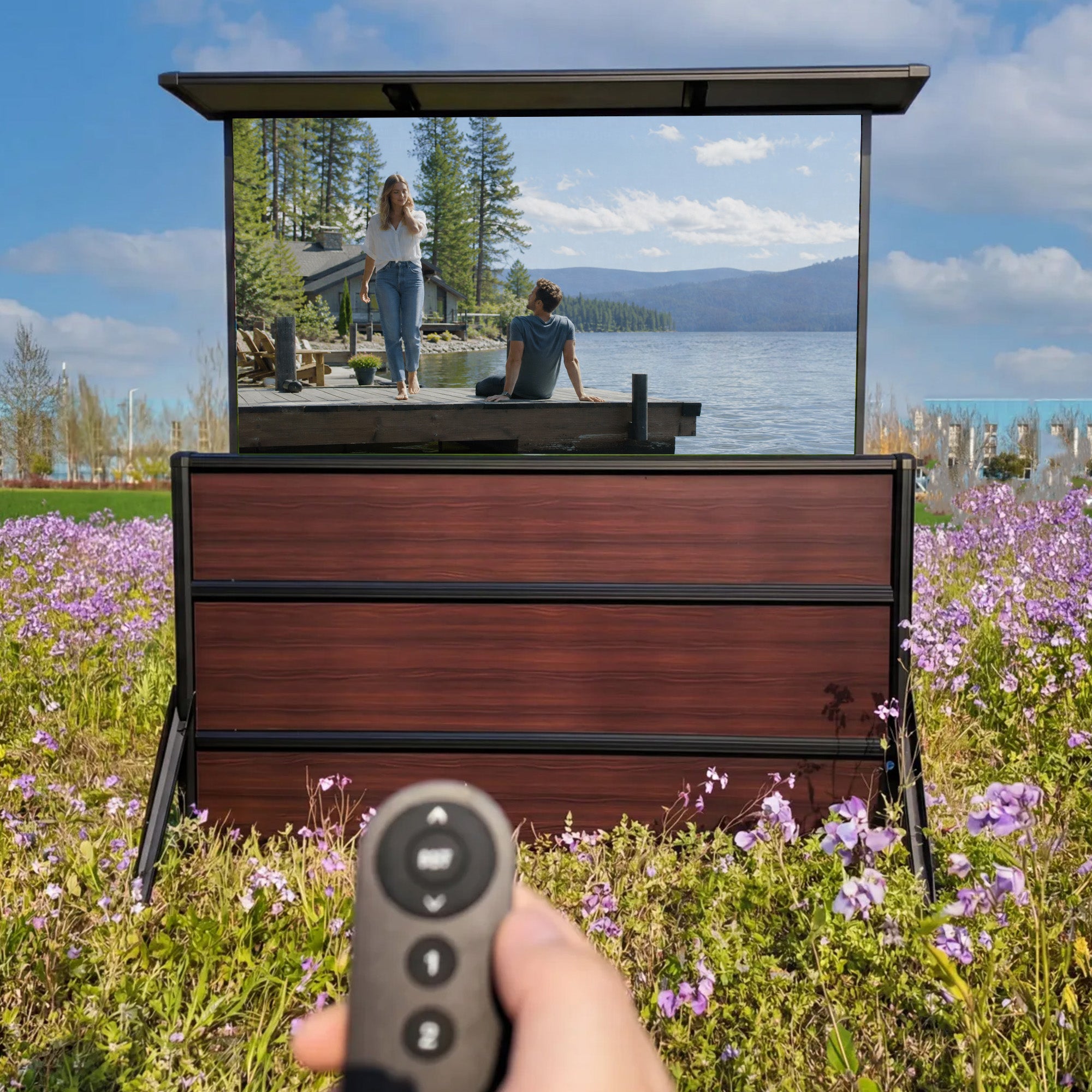 Weatherproof TV Lift Cabinet for TVs 65”, Indoor and Outdoor