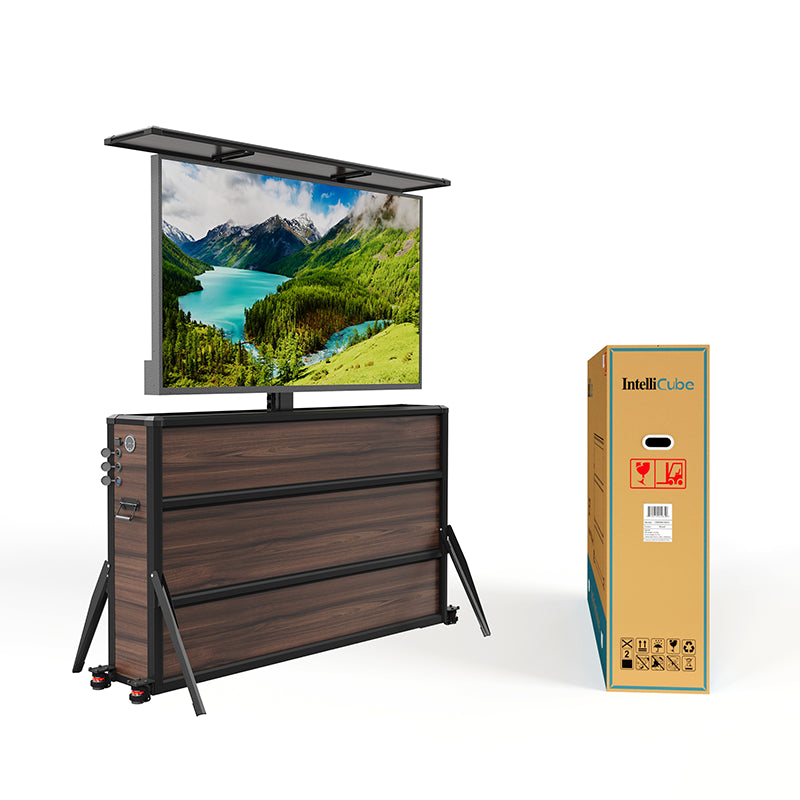Intellicube outdoor TV lift cabinet 65 inch by the pool
