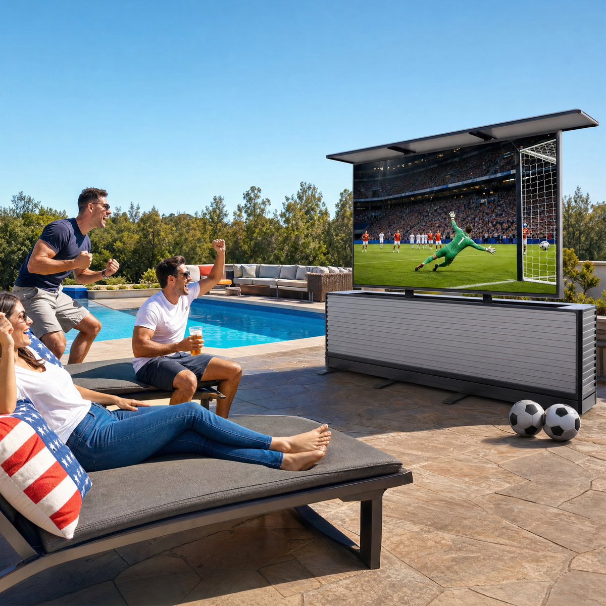 85" Dual-Motion Outdoor TV Lift Cabinet | Split-Design Motorized Patio TV Cabinet