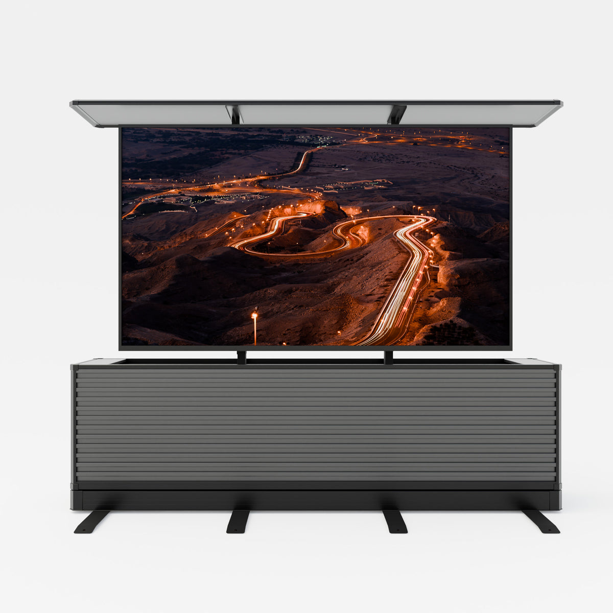 85" Dual-Motion Outdoor TV Lift Cabinet | Split-Design Motorized Patio TV Cabinet