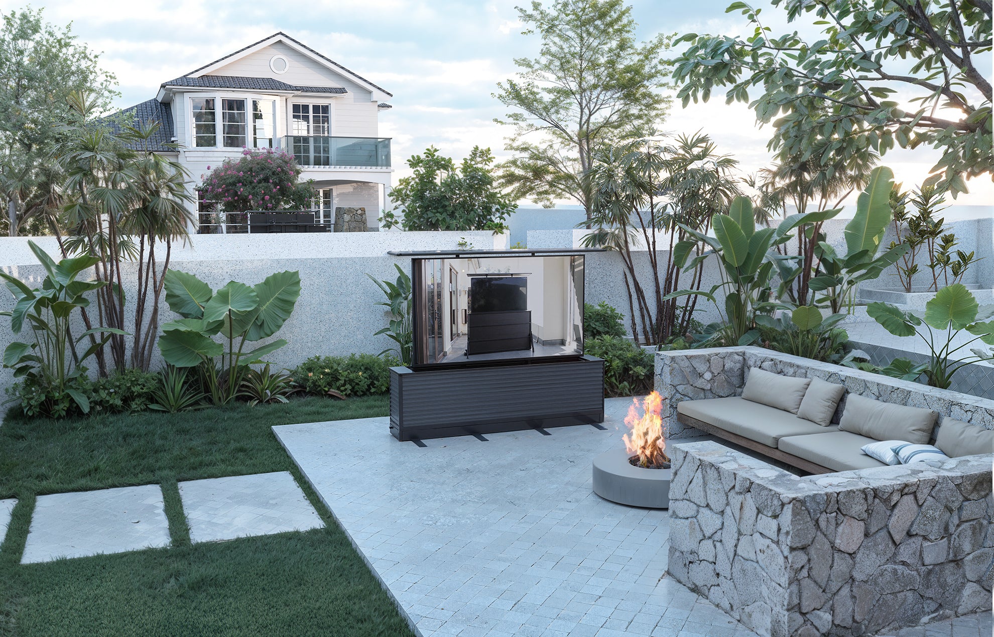 75" Split-Design Outdoor TV Lift Cabinet – Motorized Weatherproof Patio TV Cabinet (Pre-Order)