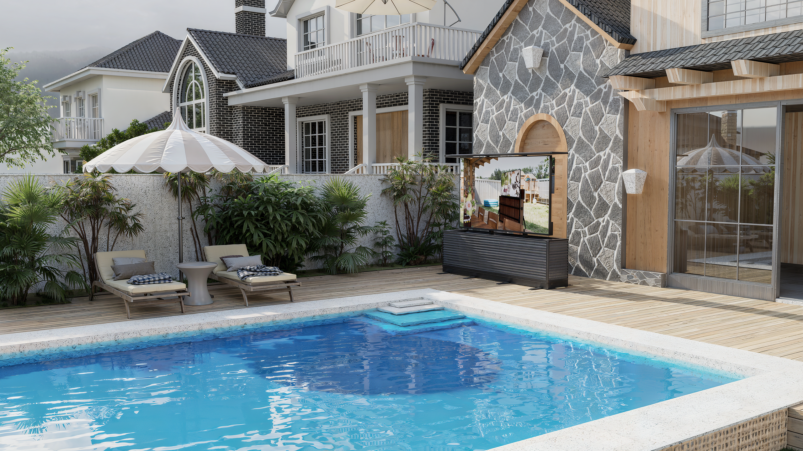 75" Split-Design Outdoor TV Lift Cabinet – Motorized Weatherproof Patio TV Cabinet (Pre-Order)